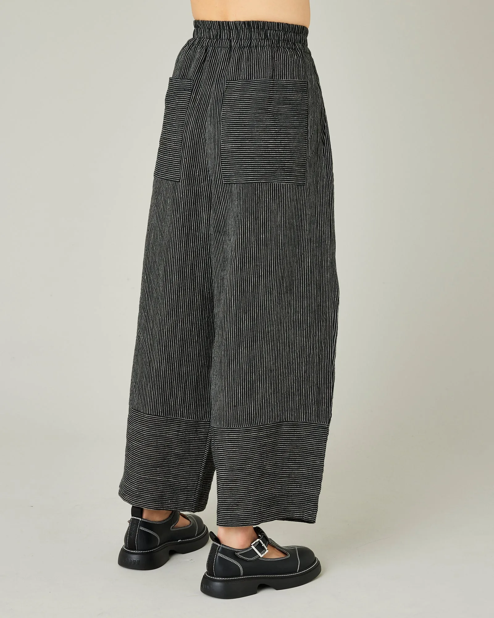 Bobbi Black & Ecru Pencil Stripe Linen Trousers
