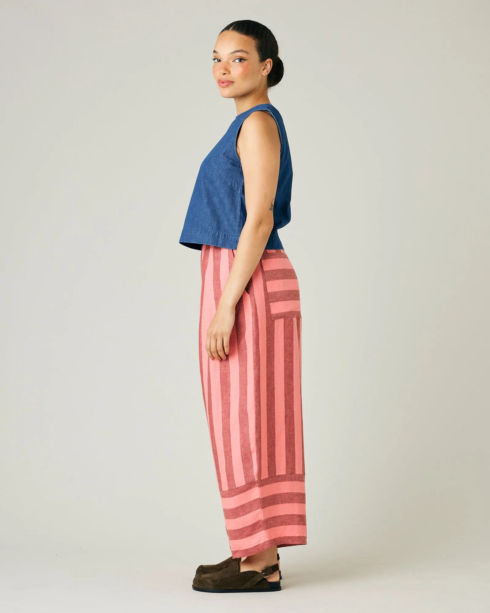 Bobbi Blush Stripe Linen Trousers