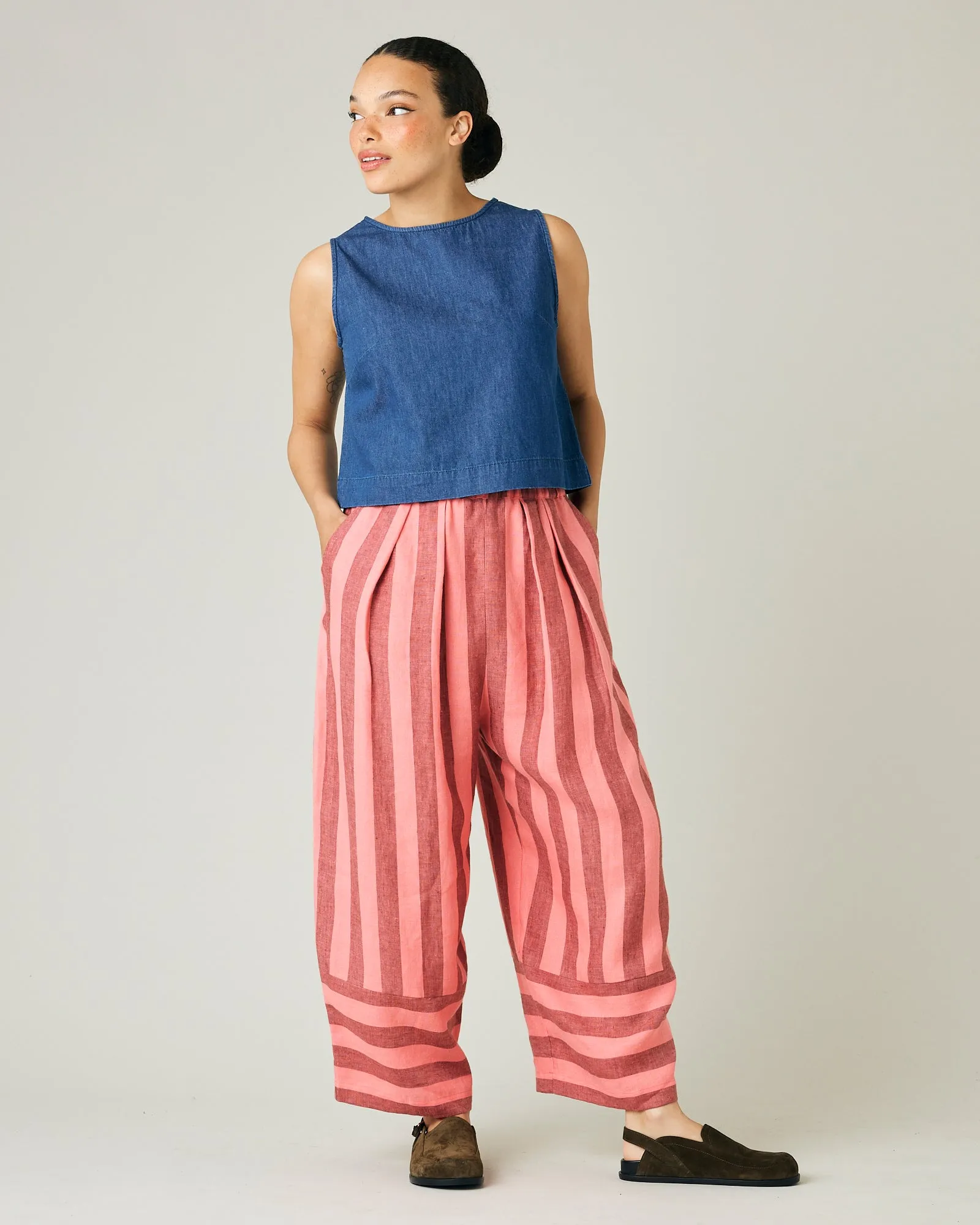 Bobbi Blush Stripe Linen Trousers