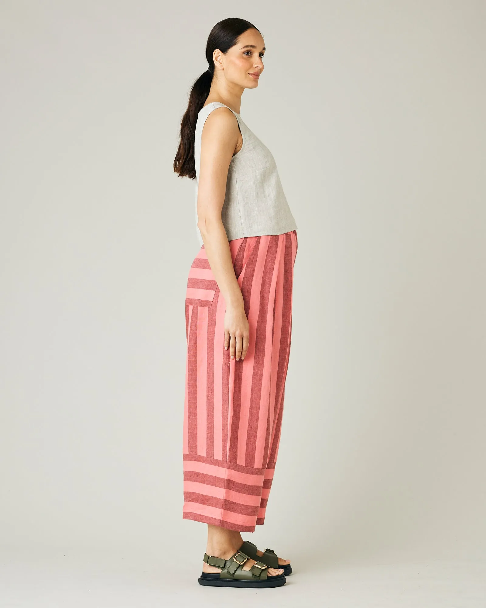 Bobbi Blush Stripe Linen Trousers