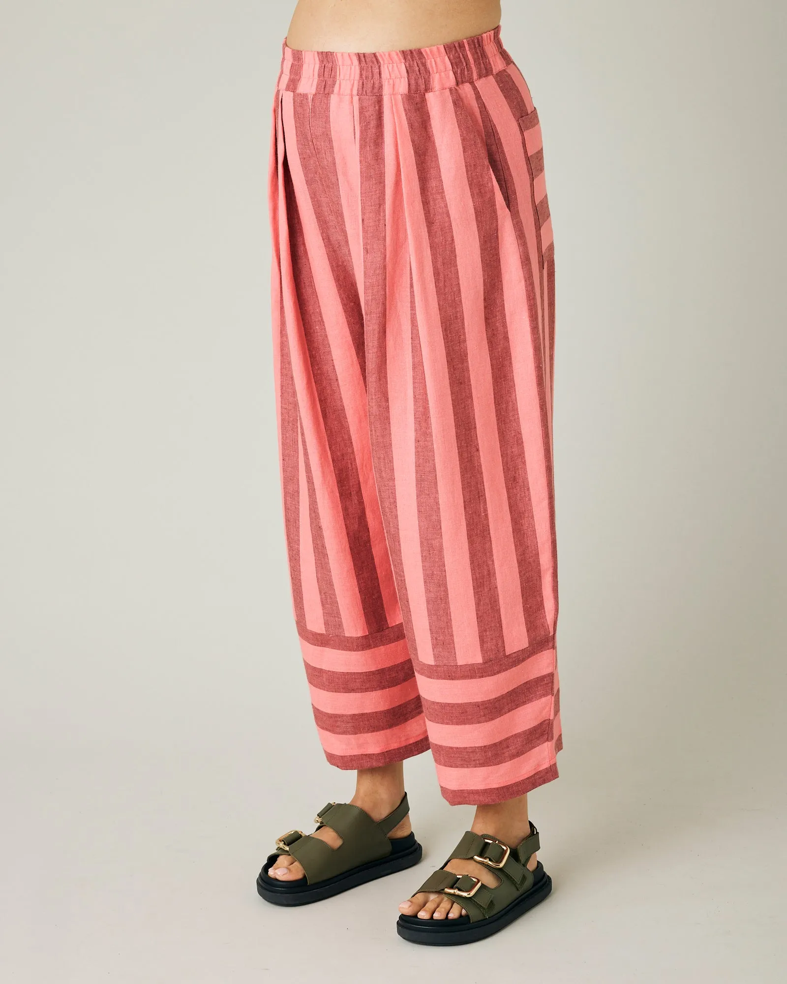 Bobbi Blush Stripe Linen Trousers