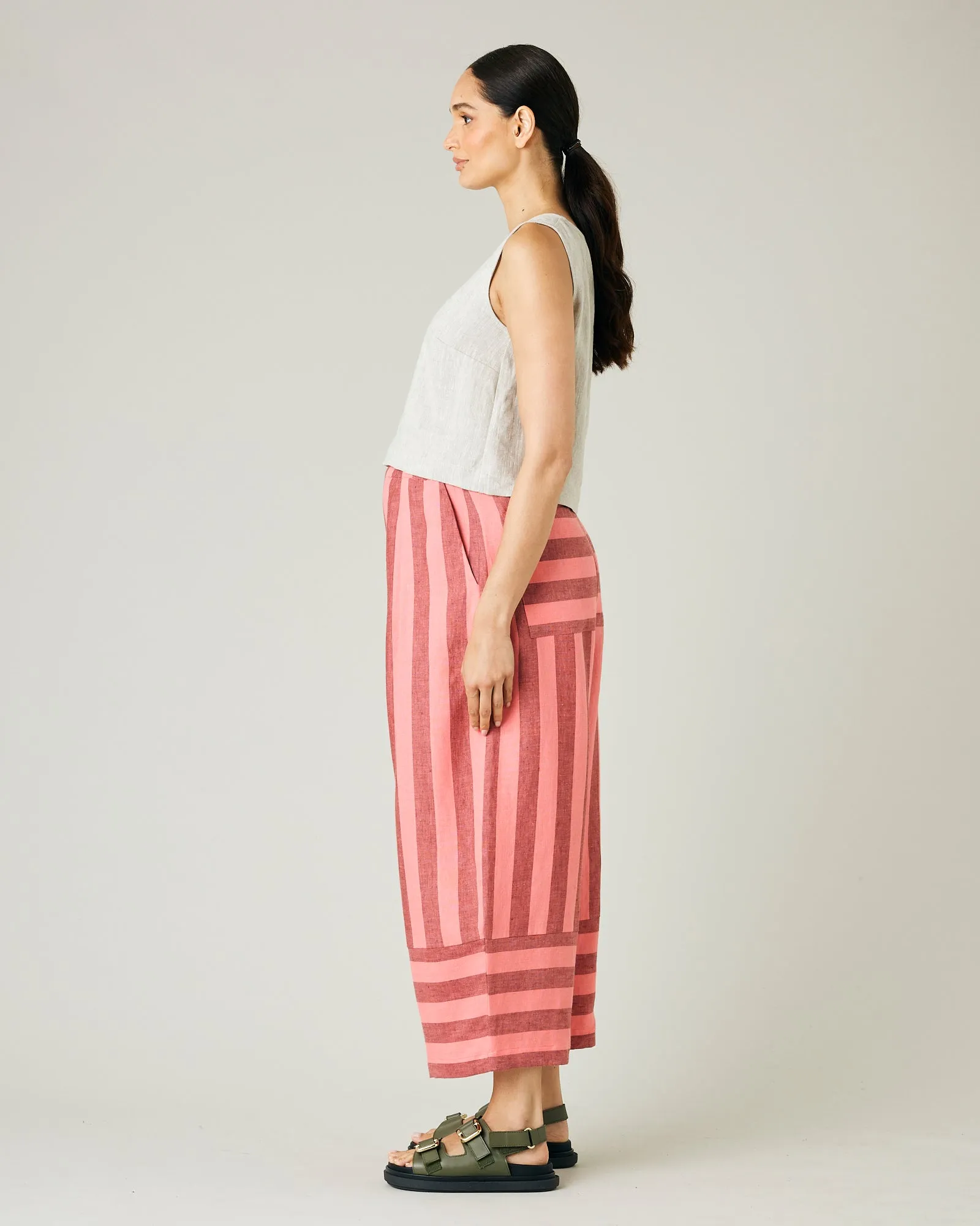 Bobbi Blush Stripe Linen Trousers