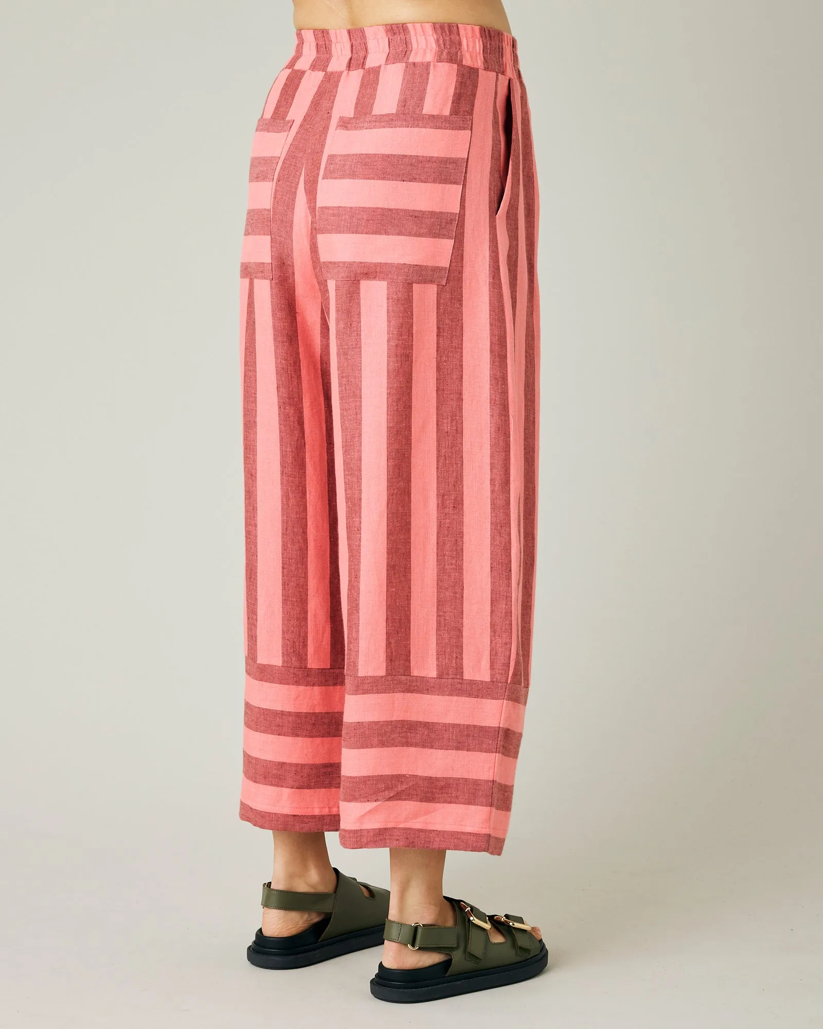 Bobbi Blush Stripe Linen Trousers