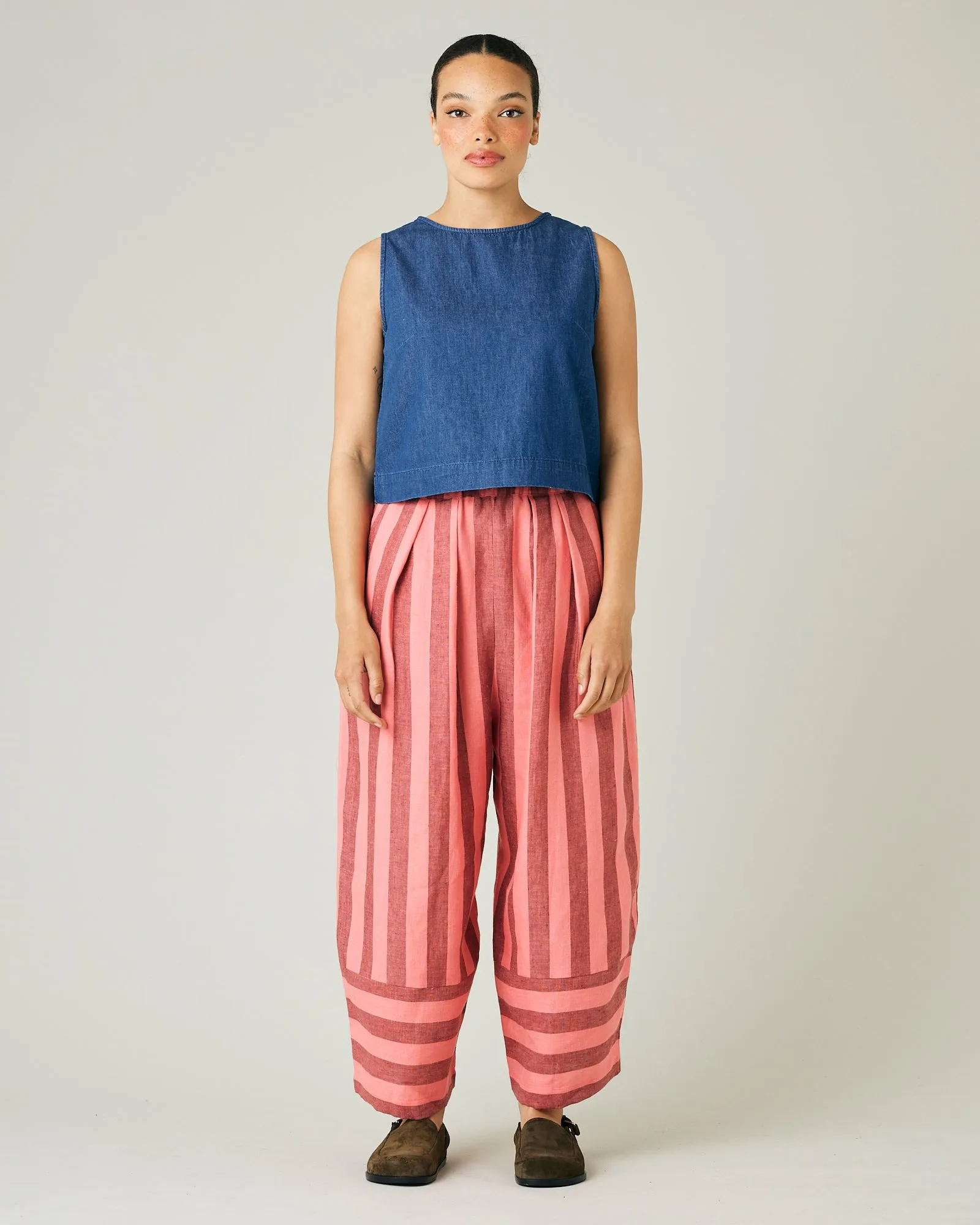 Bobbi Blush Stripe Linen Trousers