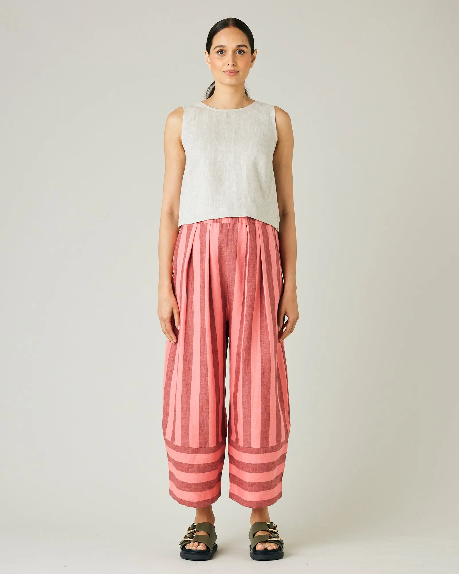 Bobbi Blush Stripe Linen Trousers