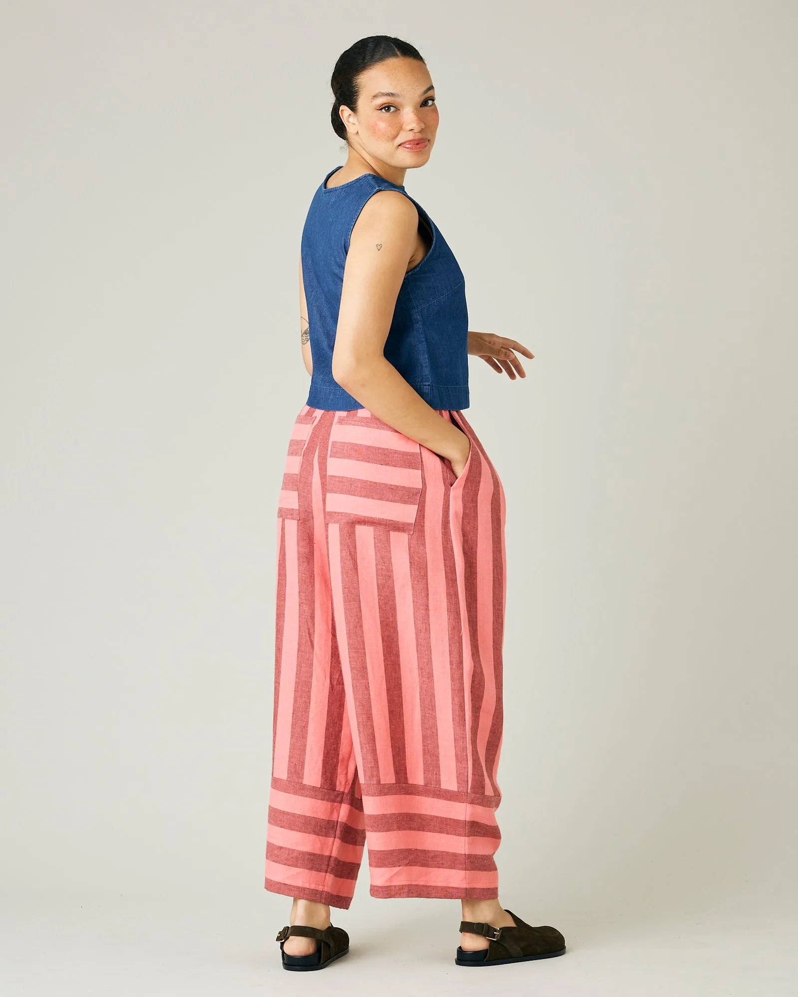 Bobbi Blush Stripe Linen Trousers