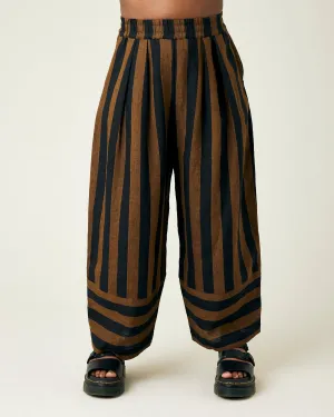 Bobbi Rust And Black Stripe Linen Trousers