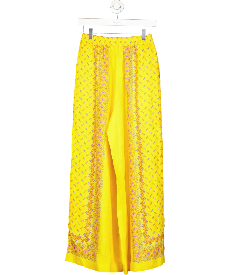Boteh Yellow Darjeeling Wide Leg Trousers UK S