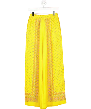 Boteh Yellow Darjeeling Wide Leg Trousers UK S