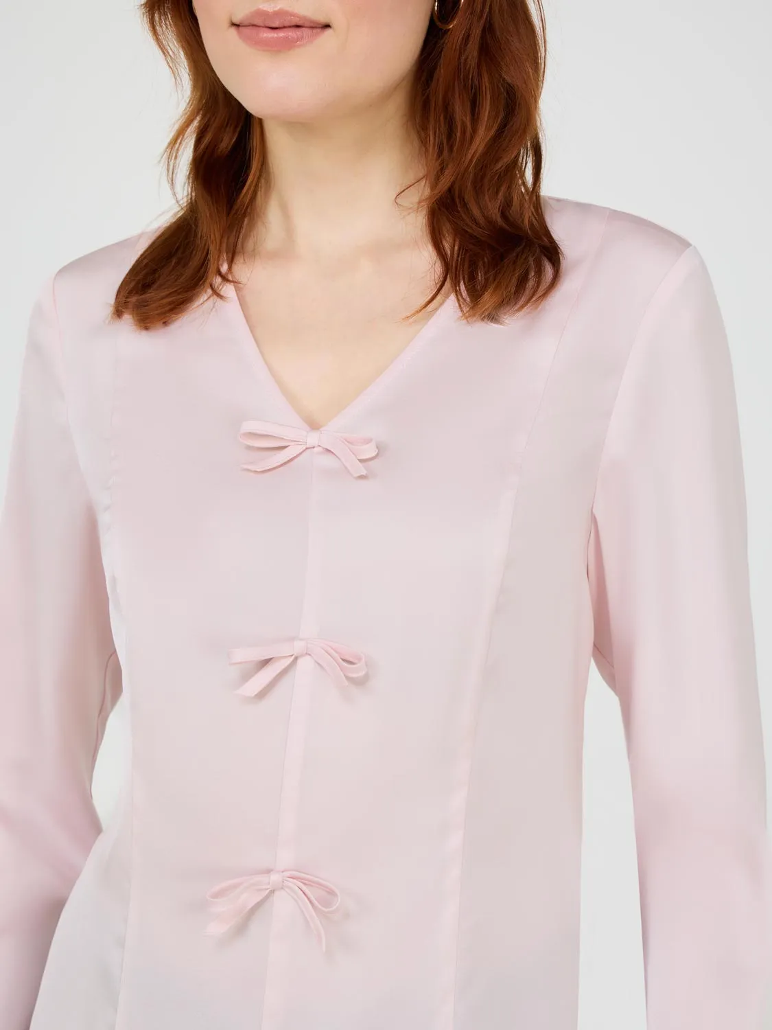 Bow-Detail Satin Blouse