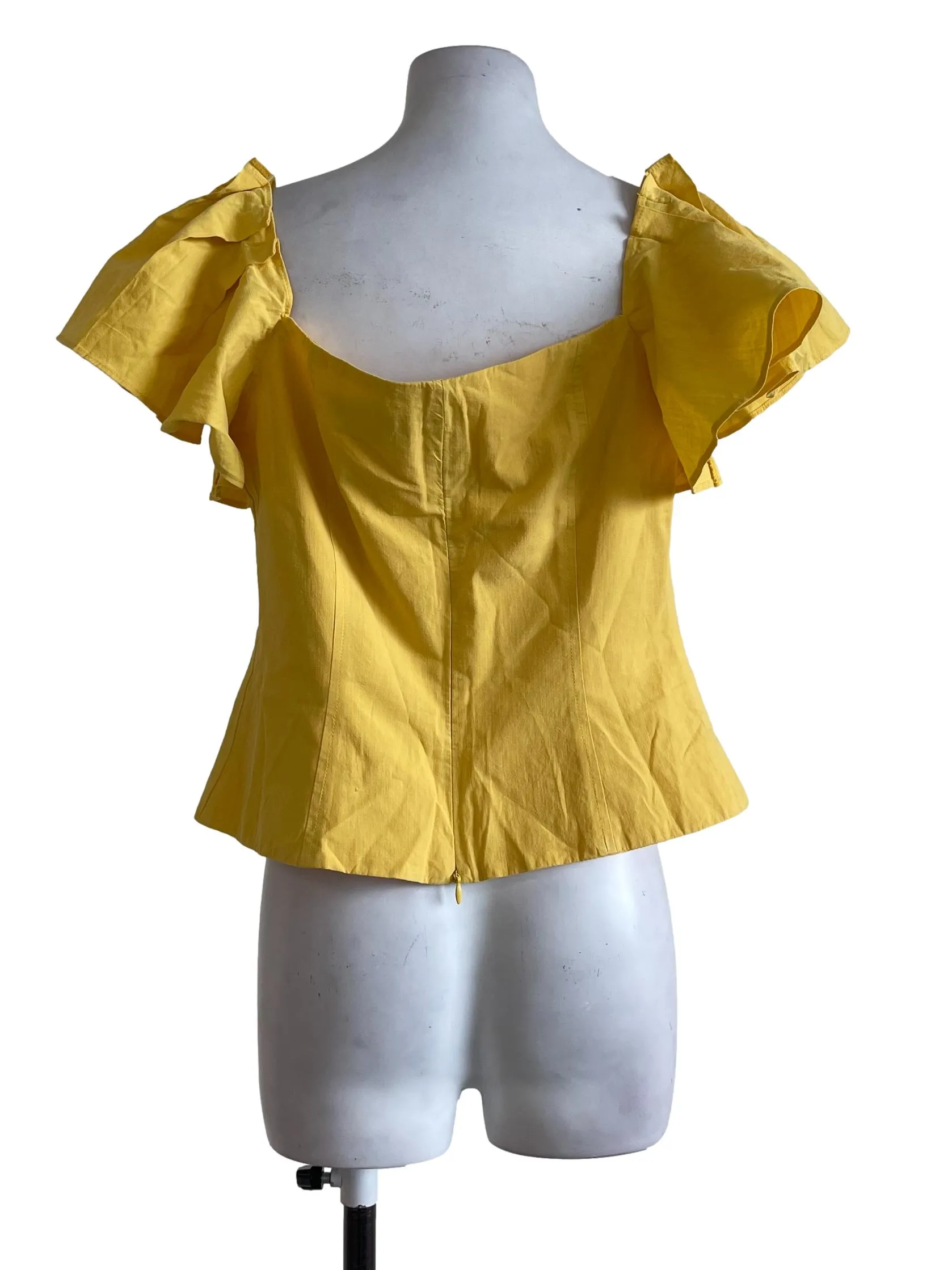 Bright Yellow Flutter Sleeve Crop Top LB