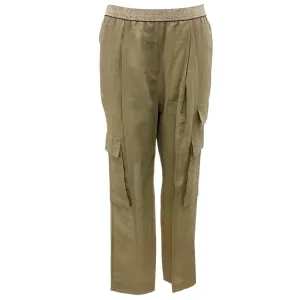 Brunello Cucinelli Olive Green Elastic Waistband Cargo Pants
