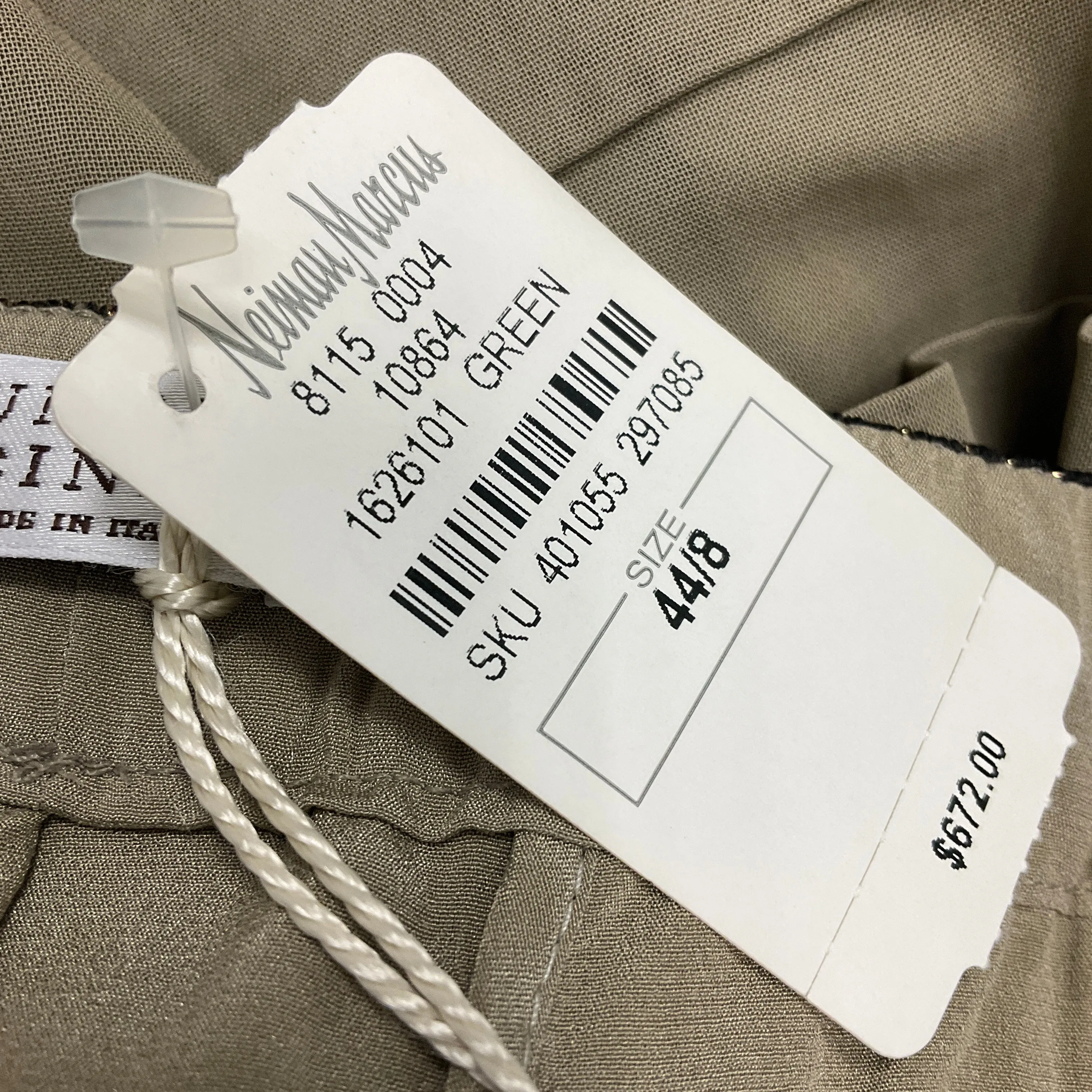 Brunello Cucinelli Olive Green Elastic Waistband Cargo Pants