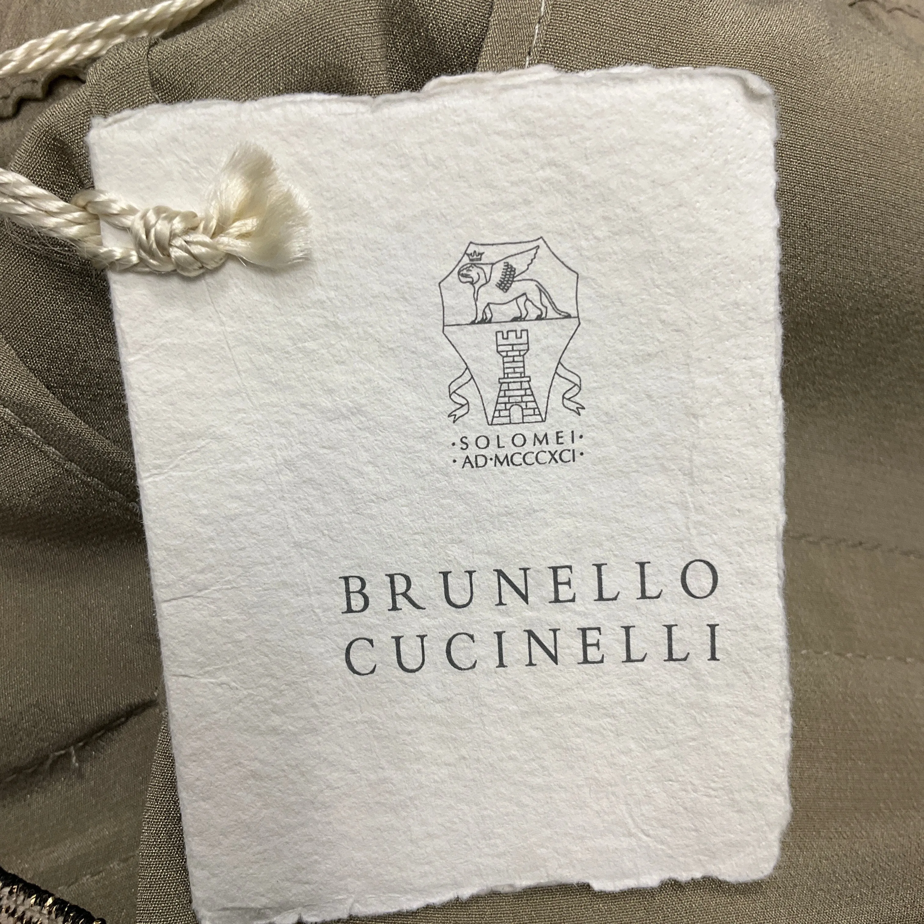 Brunello Cucinelli Olive Green Elastic Waistband Cargo Pants