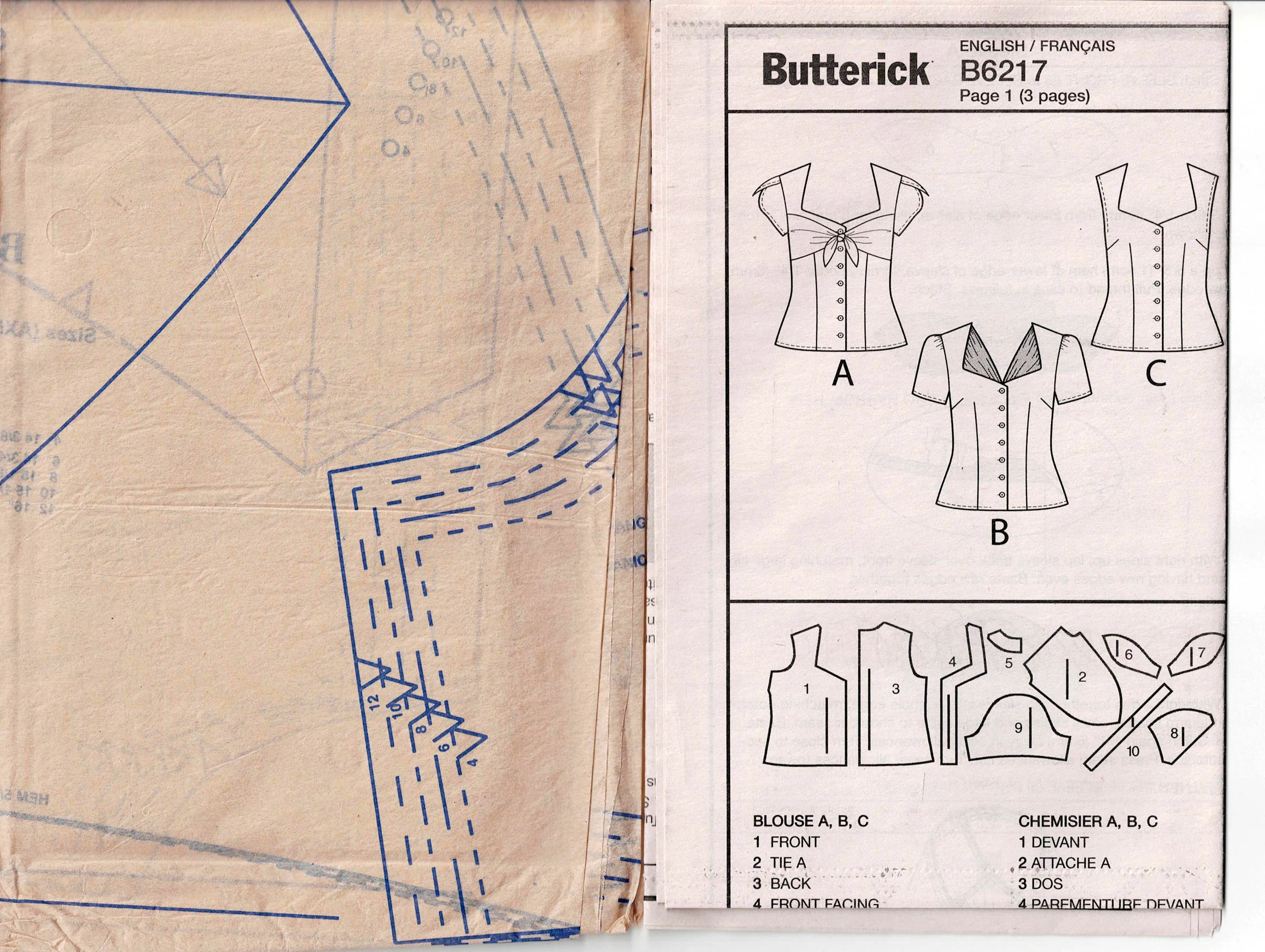 Butterick 6217 Gertie's Womens Shaped Blouses with Sweetheart Neckline Out Of Print Sewing Pattern Size 6 - 12 UNCUT Factory Folded