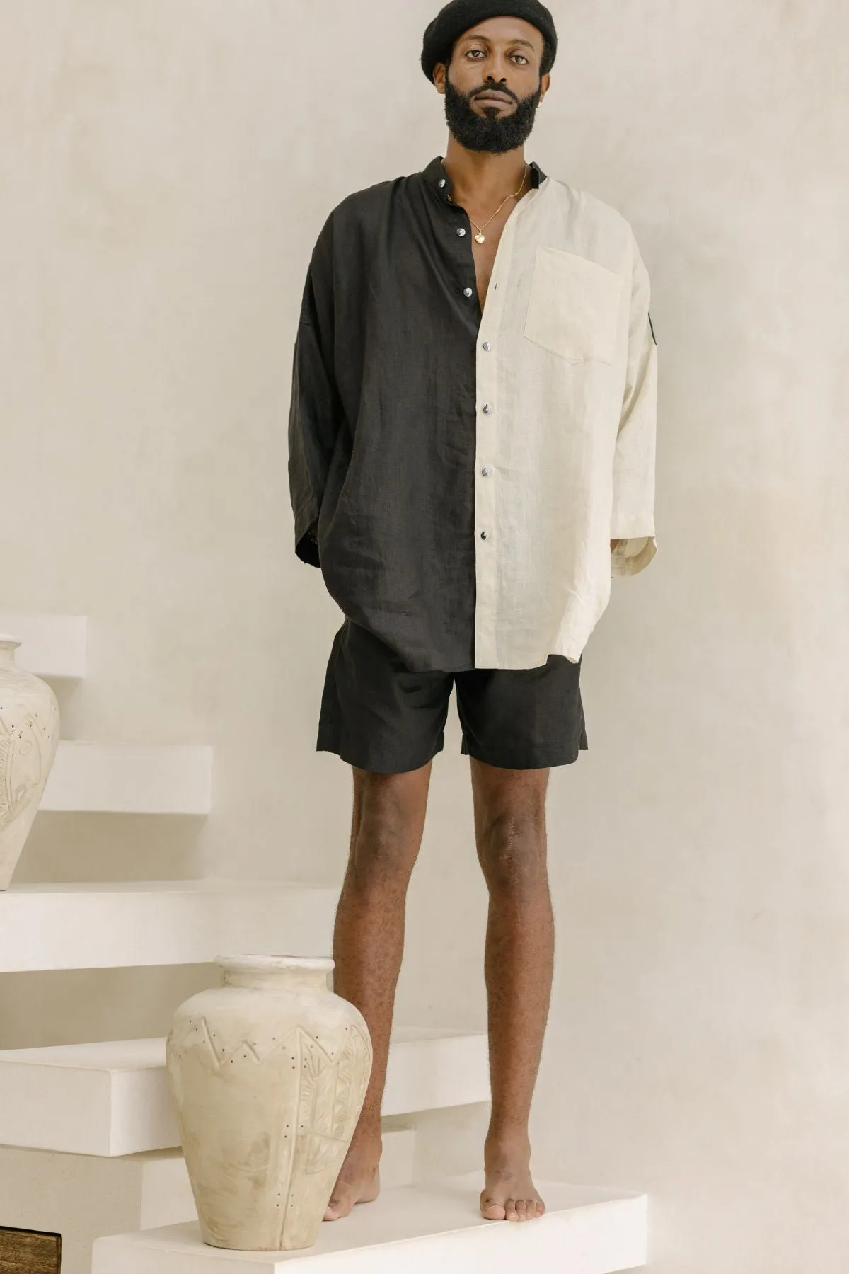 Camisa del Novio Mens Linen Top (Made to Order)