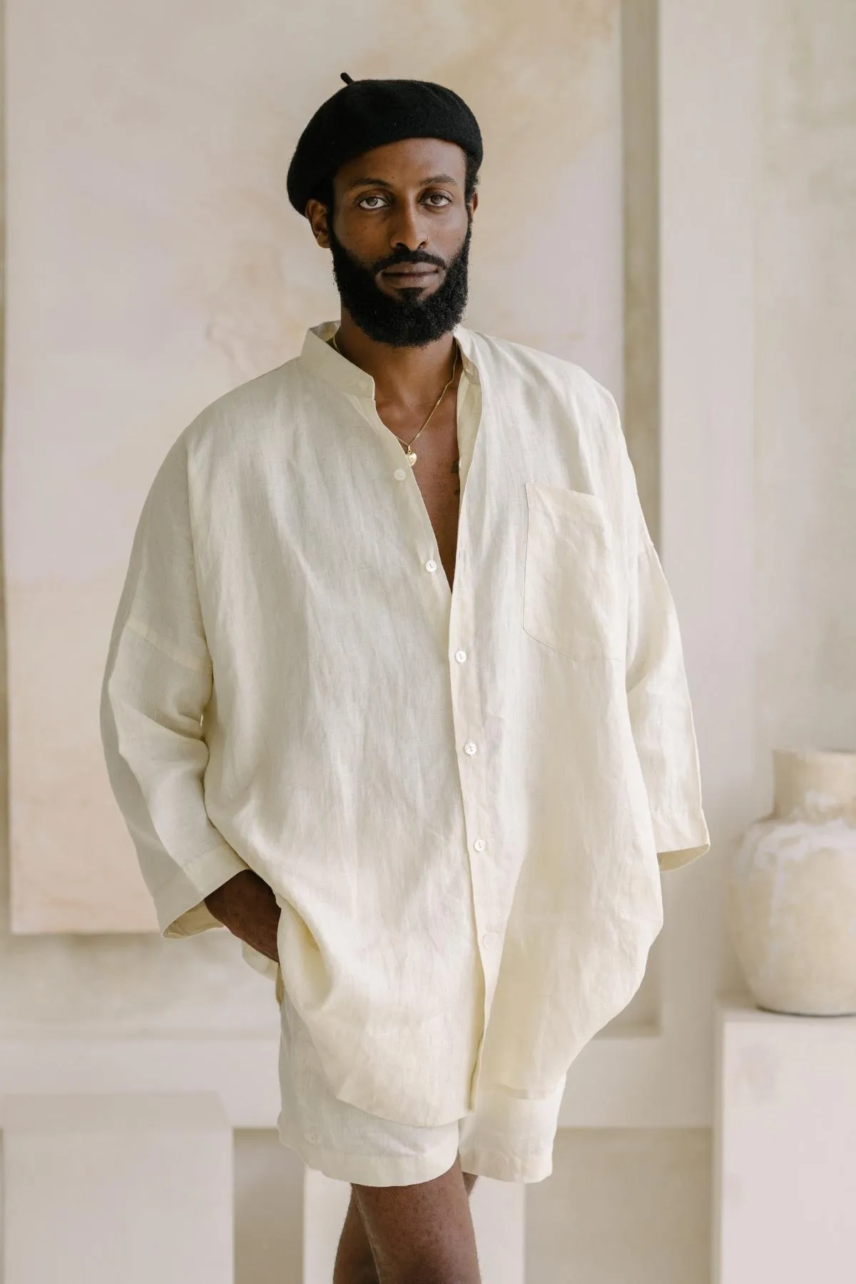 Camisa del Novio Mens Linen Top (Made to Order)