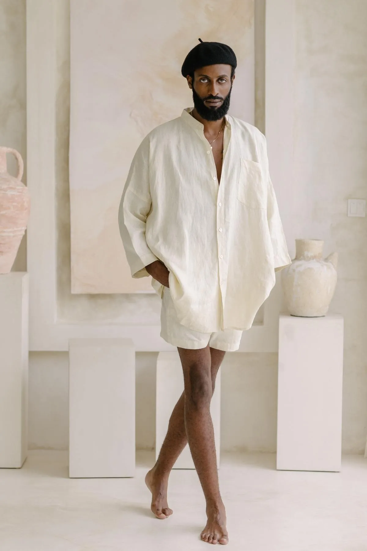 Camisa del Novio Mens Linen Top (Made to Order)