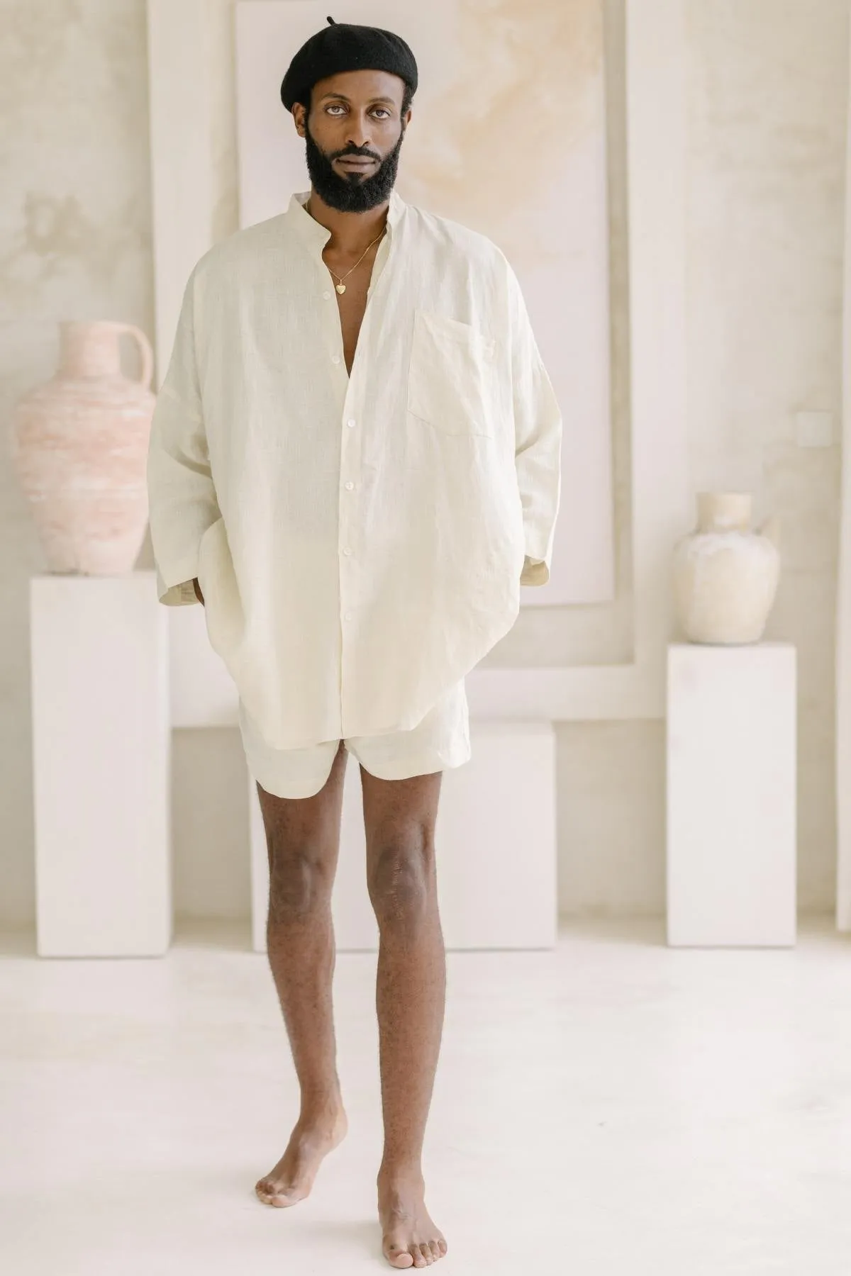 Camisa del Novio Mens Linen Top (Made to Order)