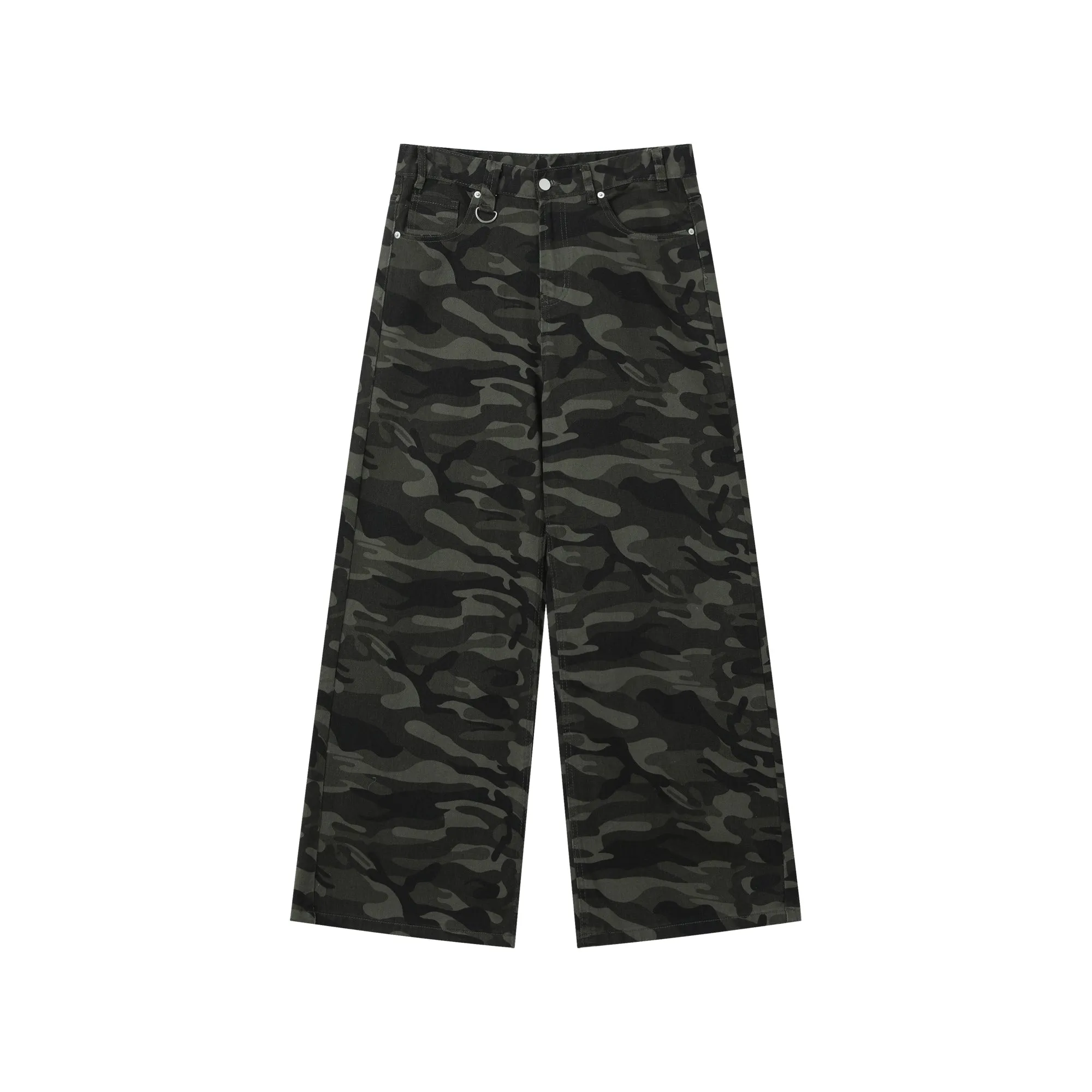 Camouflage Wide-Leg Cargo Pants