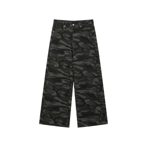 Camouflage Wide-Leg Cargo Pants