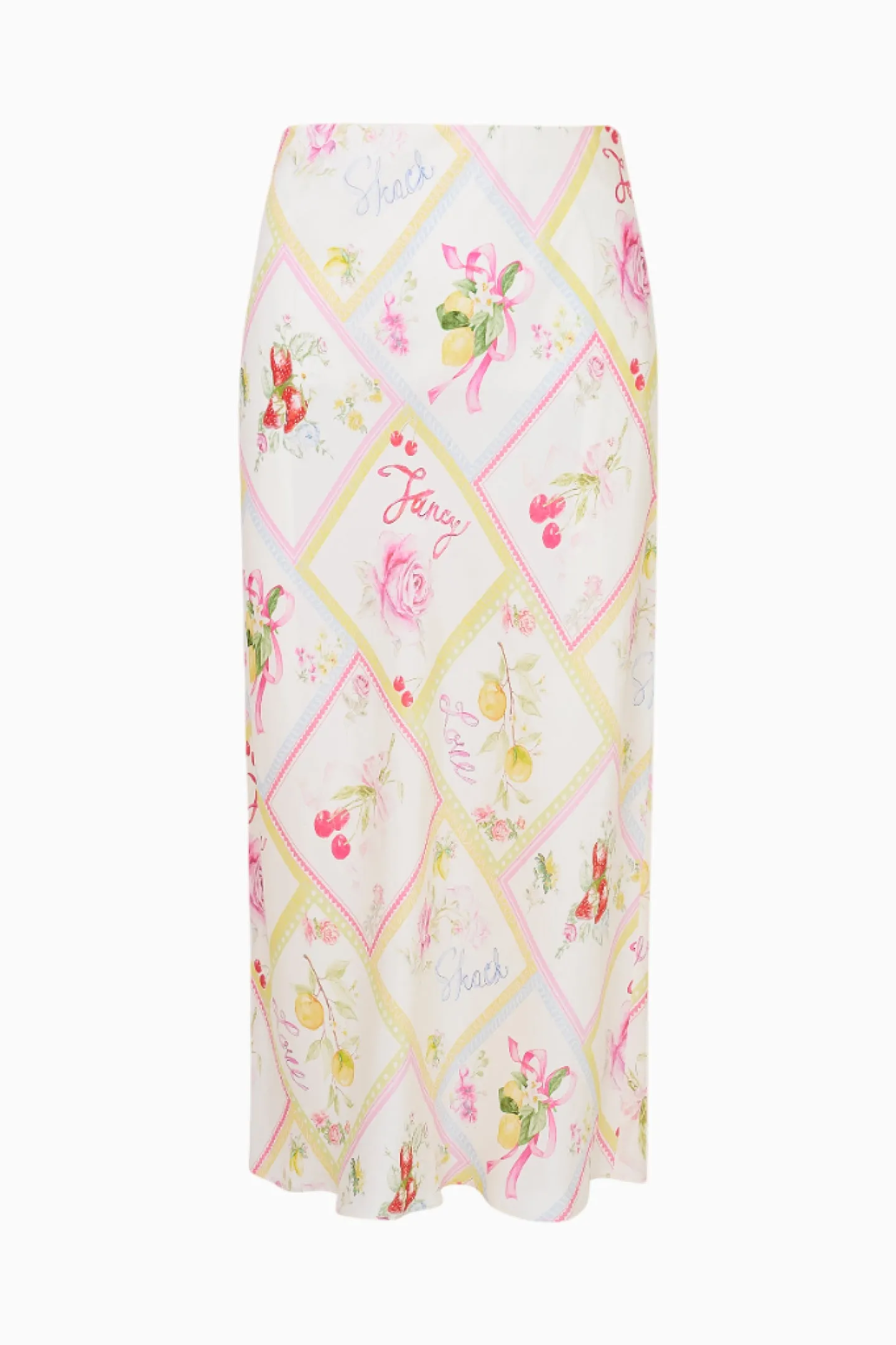 Castle Silk-Blend Fruit Print Midi Skirt