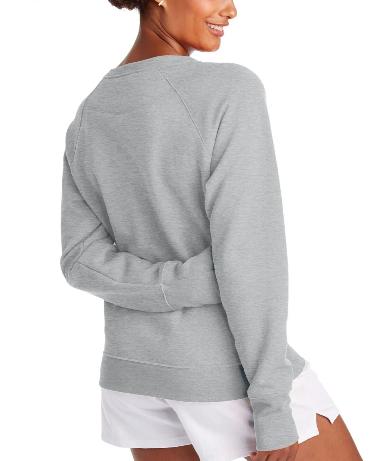 Champion Women's Powerblend Crew Graphic Sweatshirt GF567Y08113 Oxford Gray M