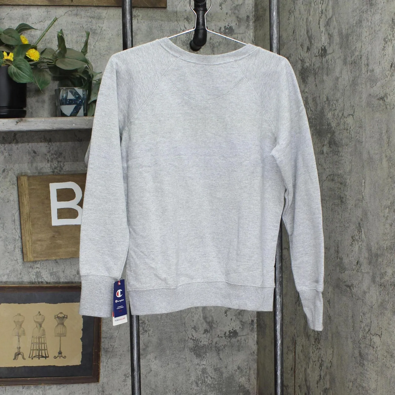 Champion Women's Powerblend Crew Graphic Sweatshirt GF567Y08113 Oxford Gray M