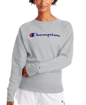 Champion Women's Powerblend Crew Graphic Sweatshirt GF567Y08113 Oxford Gray M