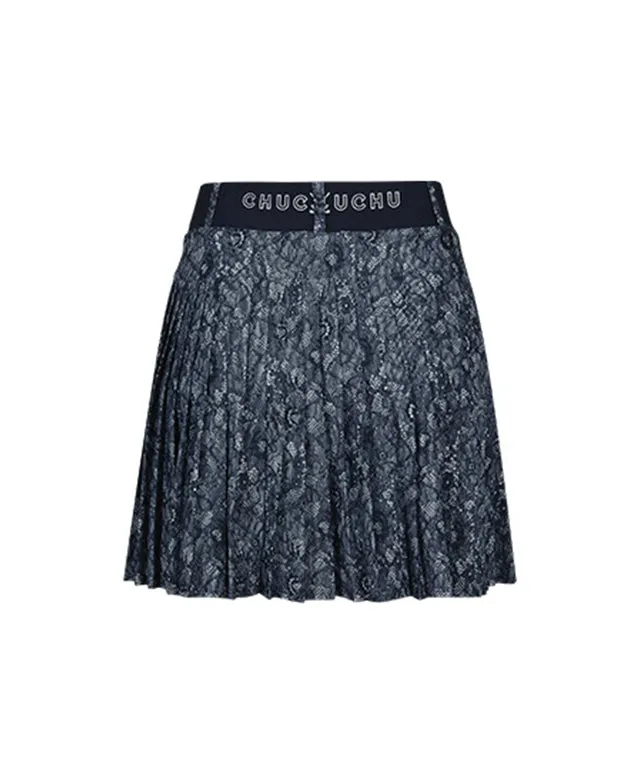 CHUCUCHU Women's New Pleated Skirt Lace - Navy