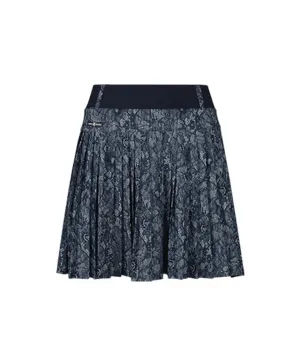 CHUCUCHU Women's New Pleated Skirt Lace - Navy