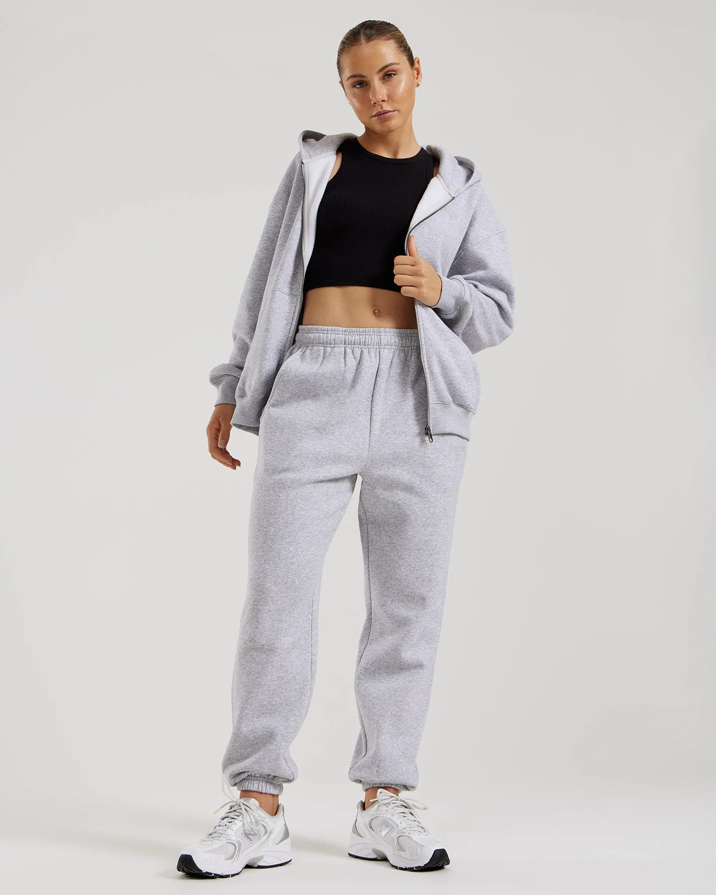 Comfort Oversized Zip-Up Hoodie | Silver Grey Marl