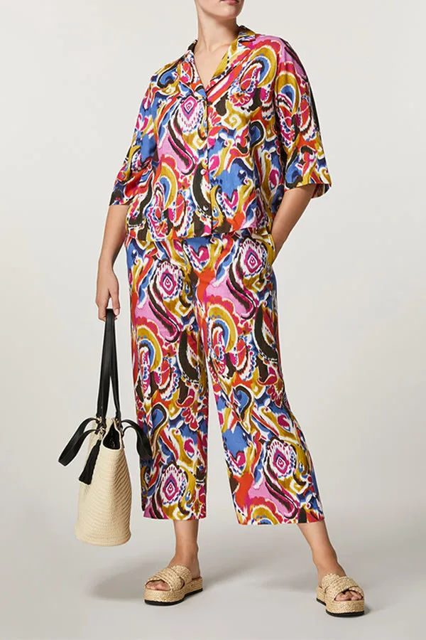 CONDOR IKAT VISCOSE LINEN TROUSERS