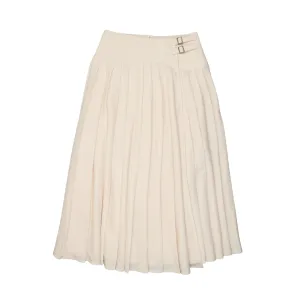 Cream pleated buckle skirt by Coco Blanc