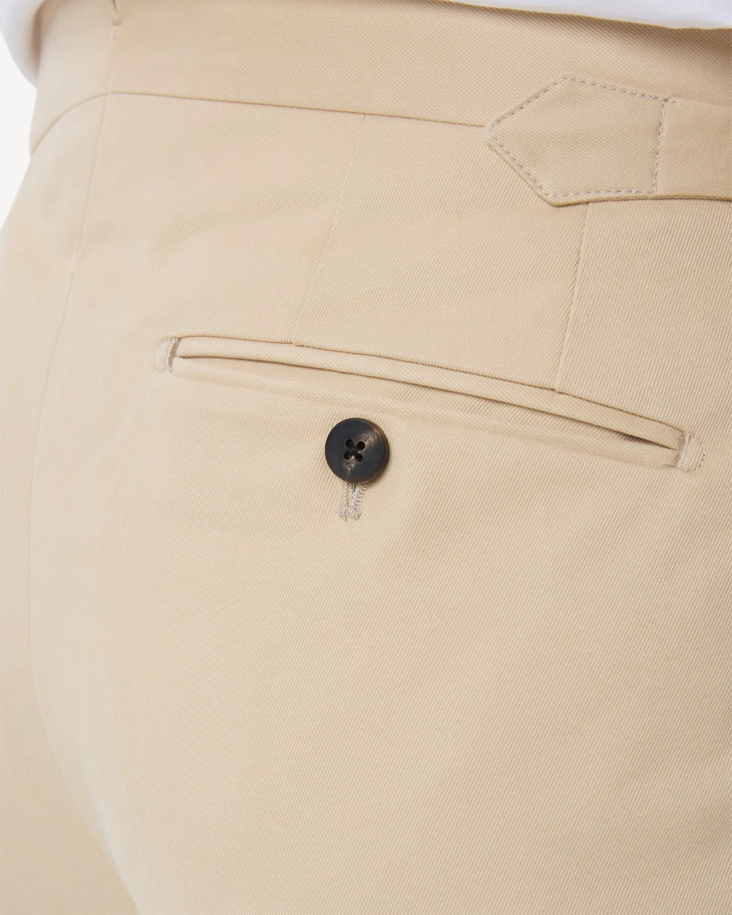 Cream Single Pleat Cotton Drill Trousers