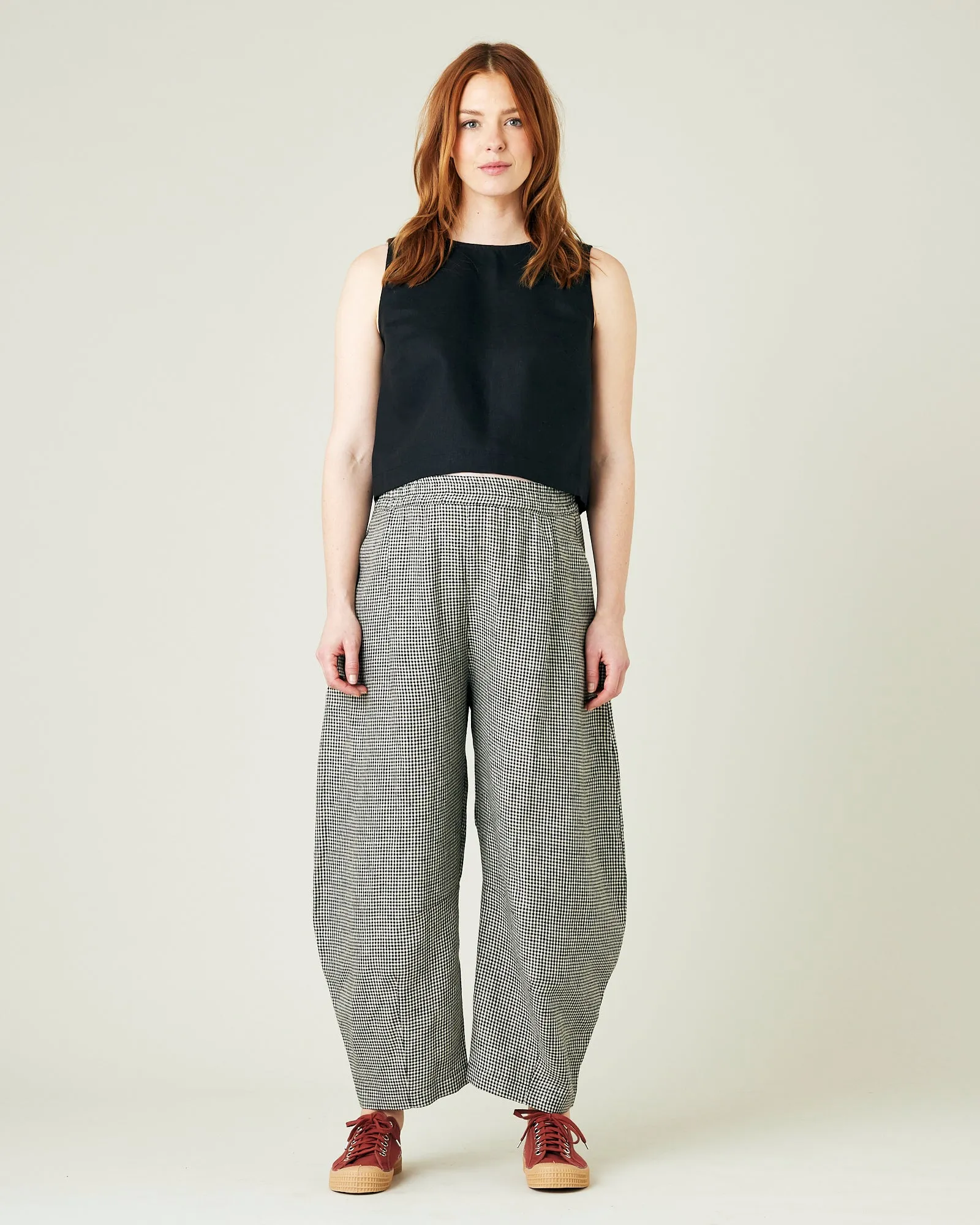 Daisy Black & Stone Micro Gingham Linen Trousers