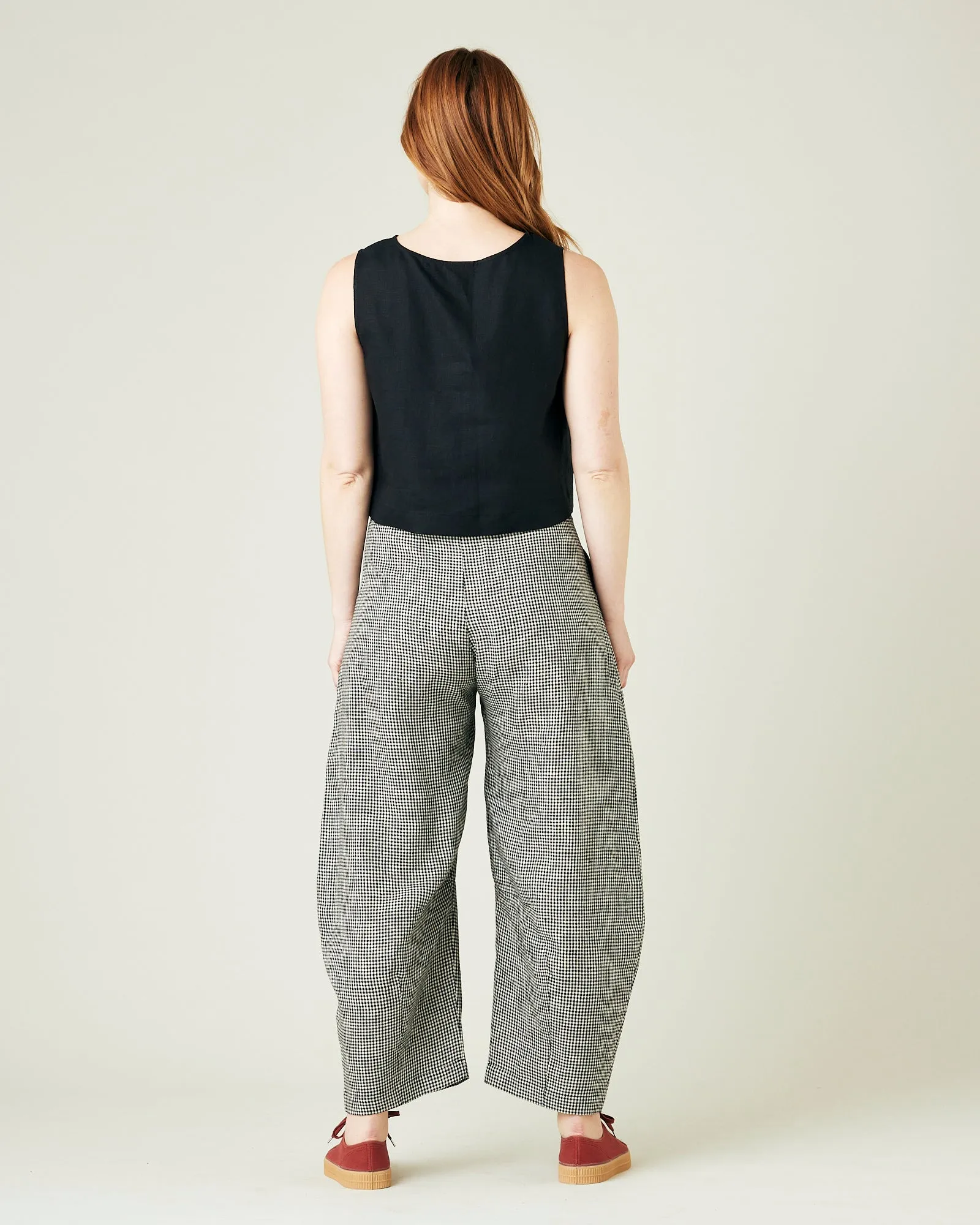 Daisy Black & Stone Micro Gingham Linen Trousers