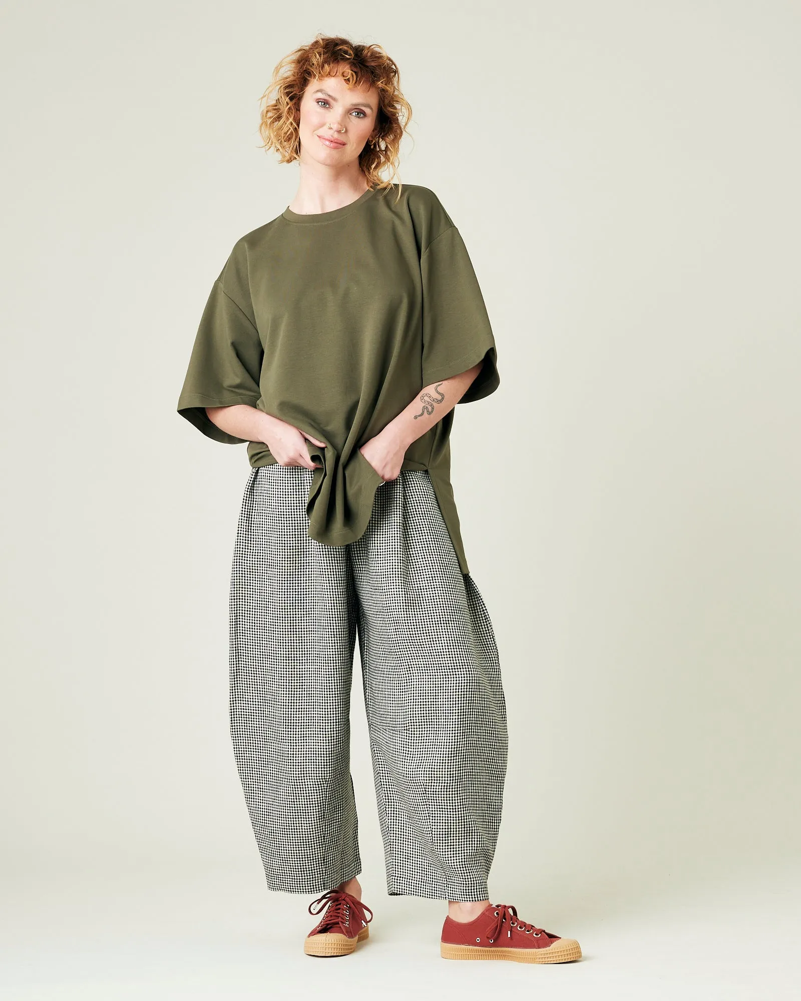 Daisy Black & Stone Micro Gingham Linen Trousers