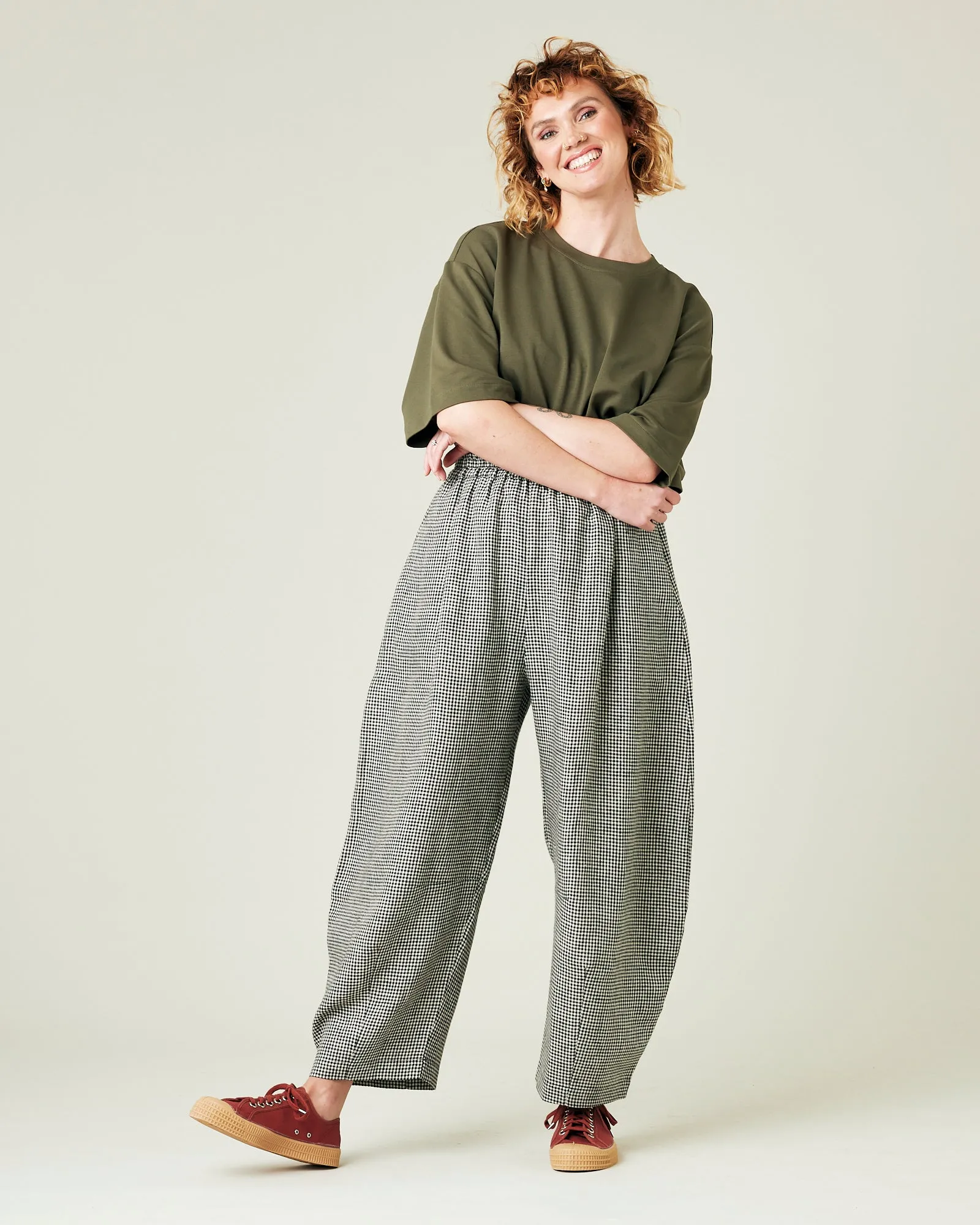 Daisy Black & Stone Micro Gingham Linen Trousers
