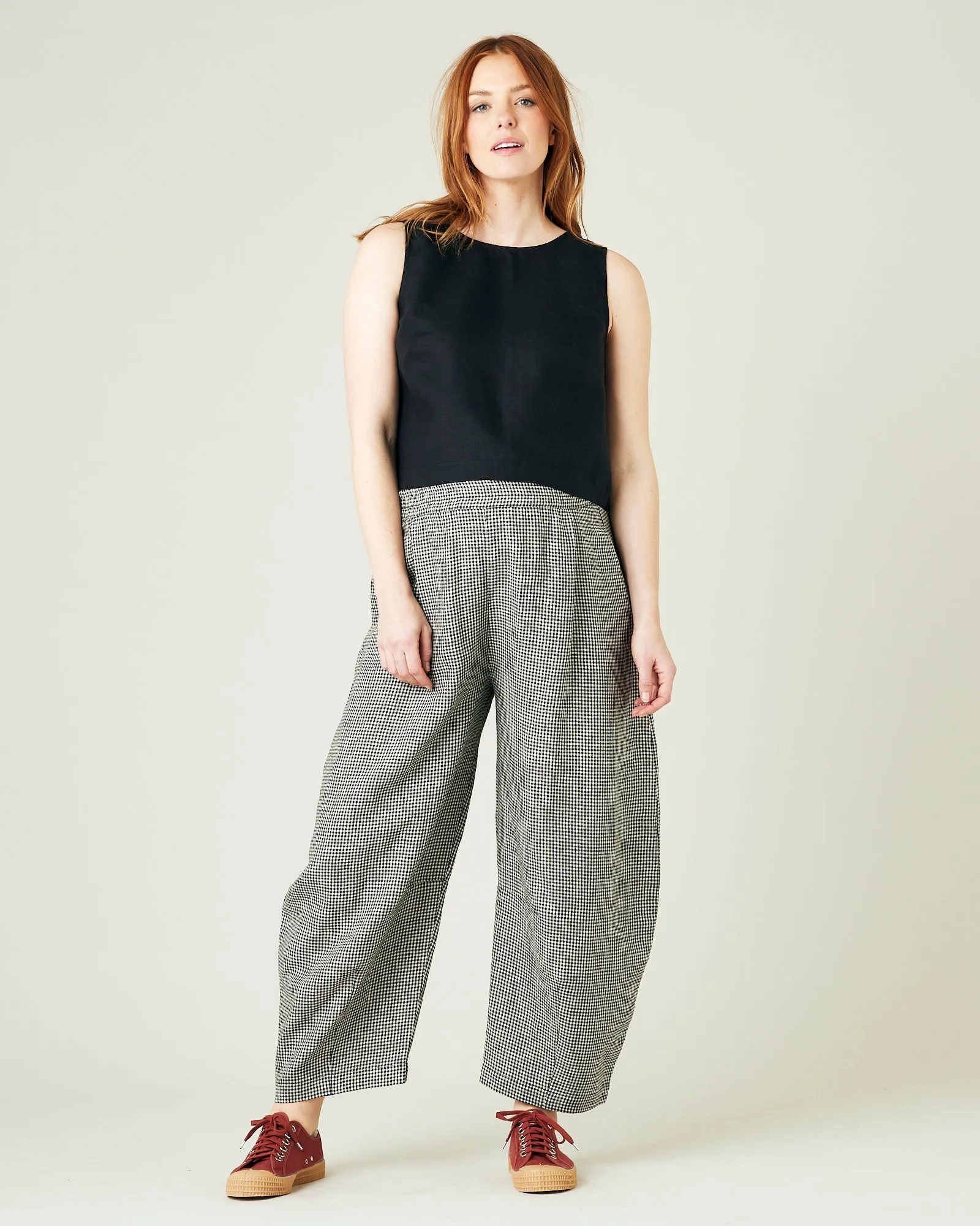 Daisy Black & Stone Micro Gingham Linen Trousers