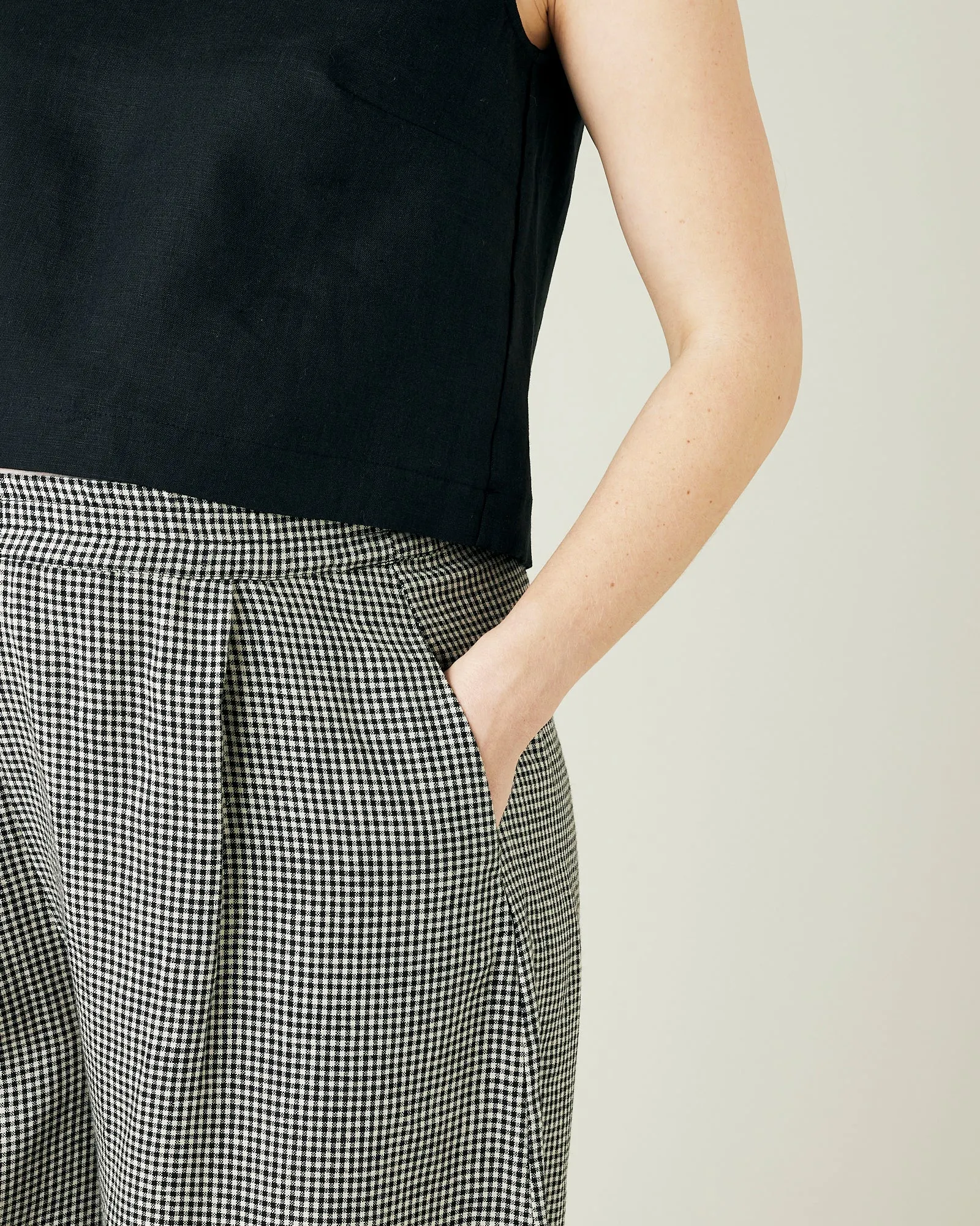 Daisy Black & Stone Micro Gingham Linen Trousers