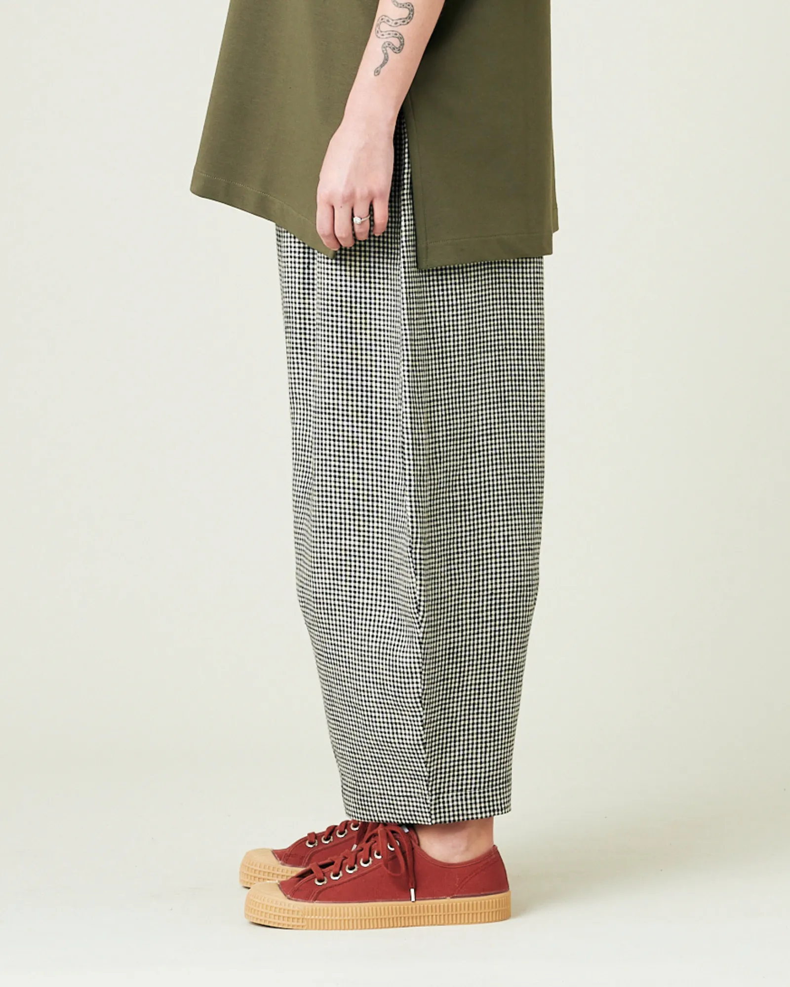 Daisy Black & Stone Micro Gingham Linen Trousers
