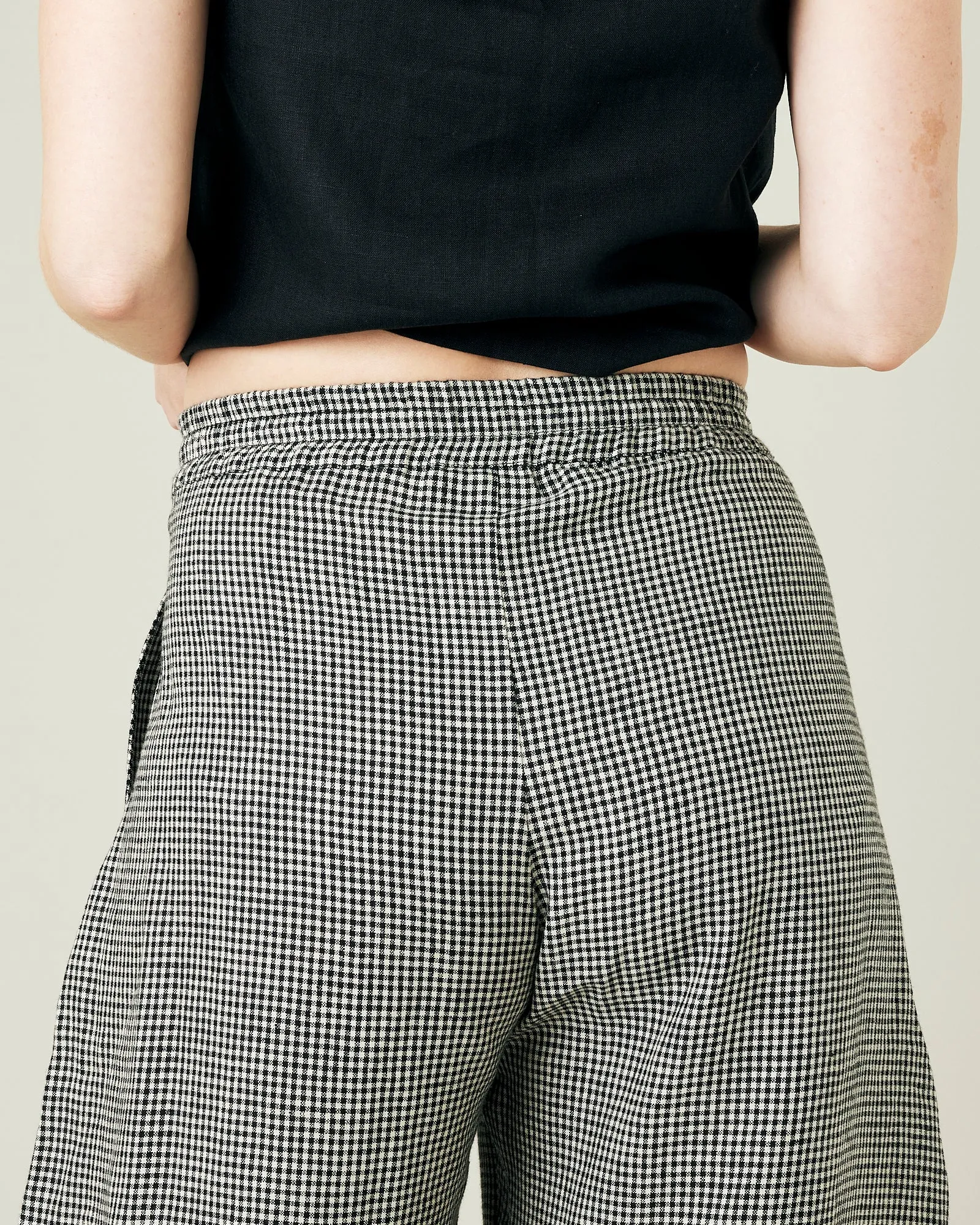 Daisy Black & Stone Micro Gingham Linen Trousers
