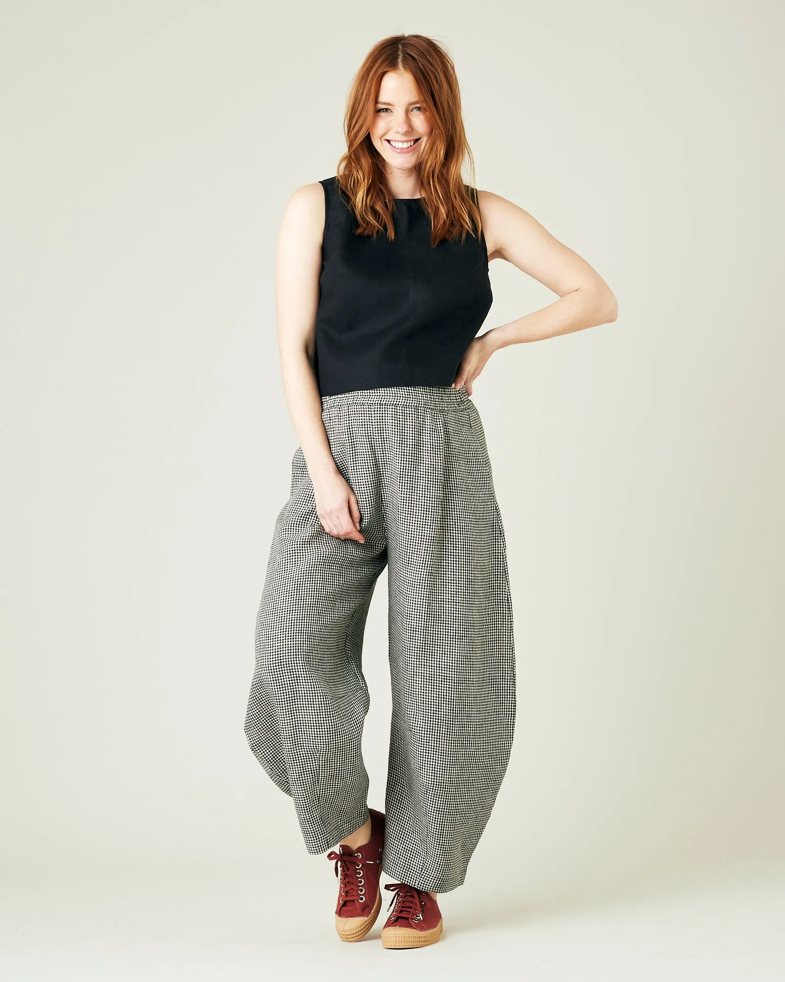 Daisy Black & Stone Micro Gingham Linen Trousers