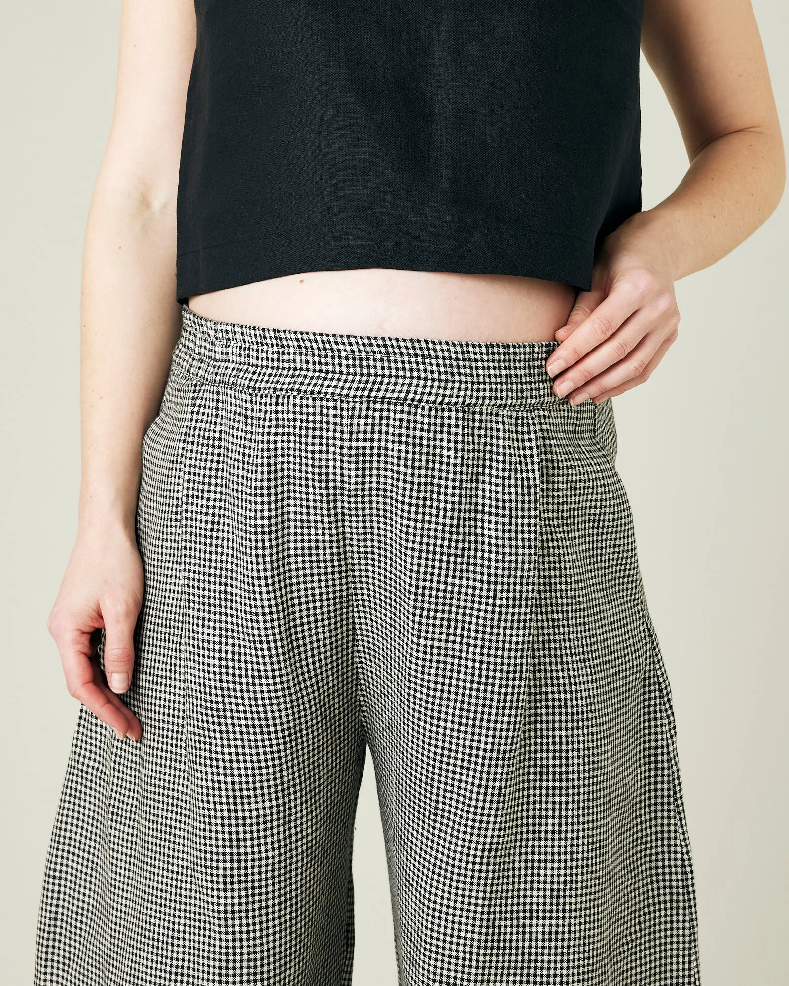 Daisy Black & Stone Micro Gingham Linen Trousers