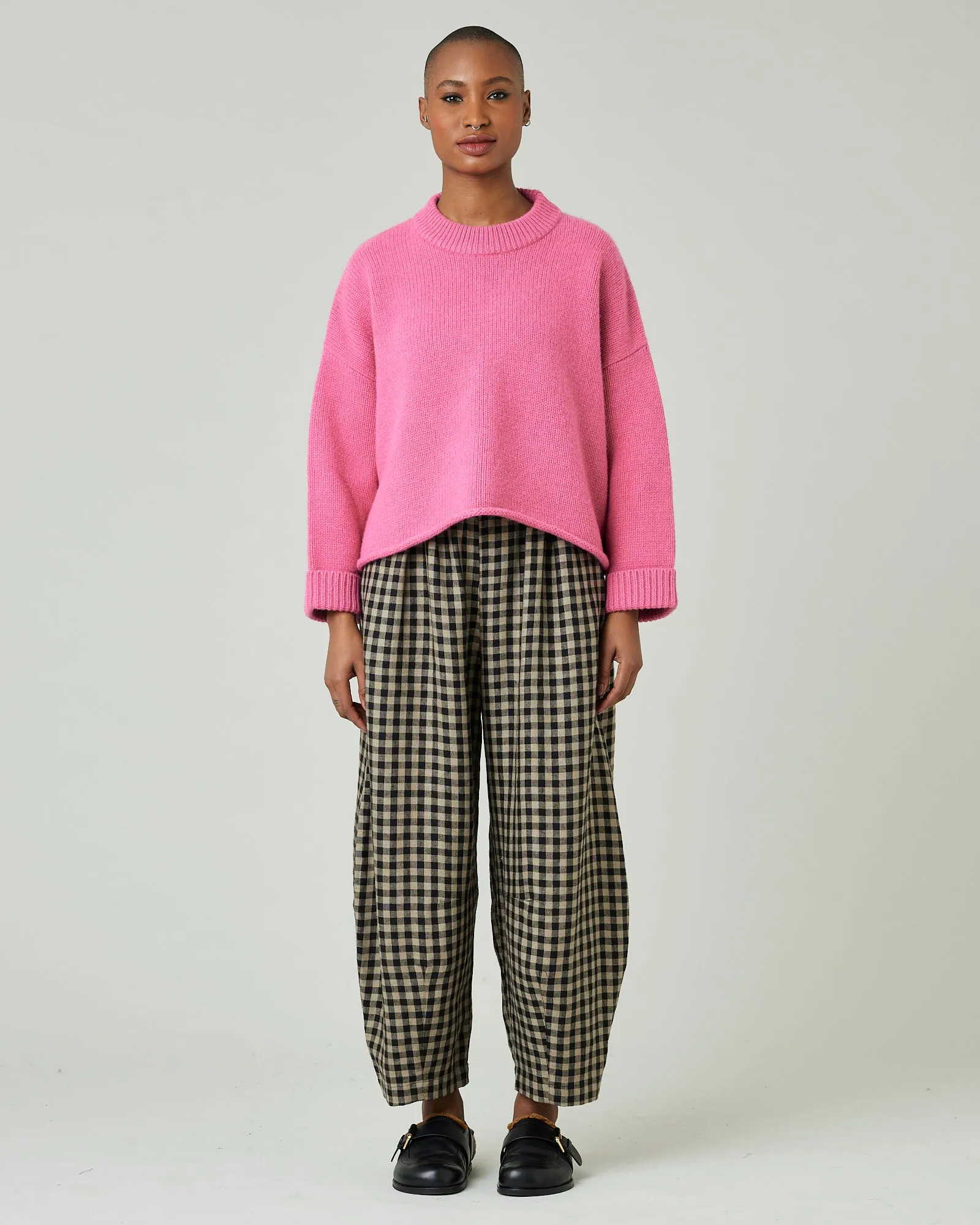 Daisy Coffee Gingham Linen Trousers