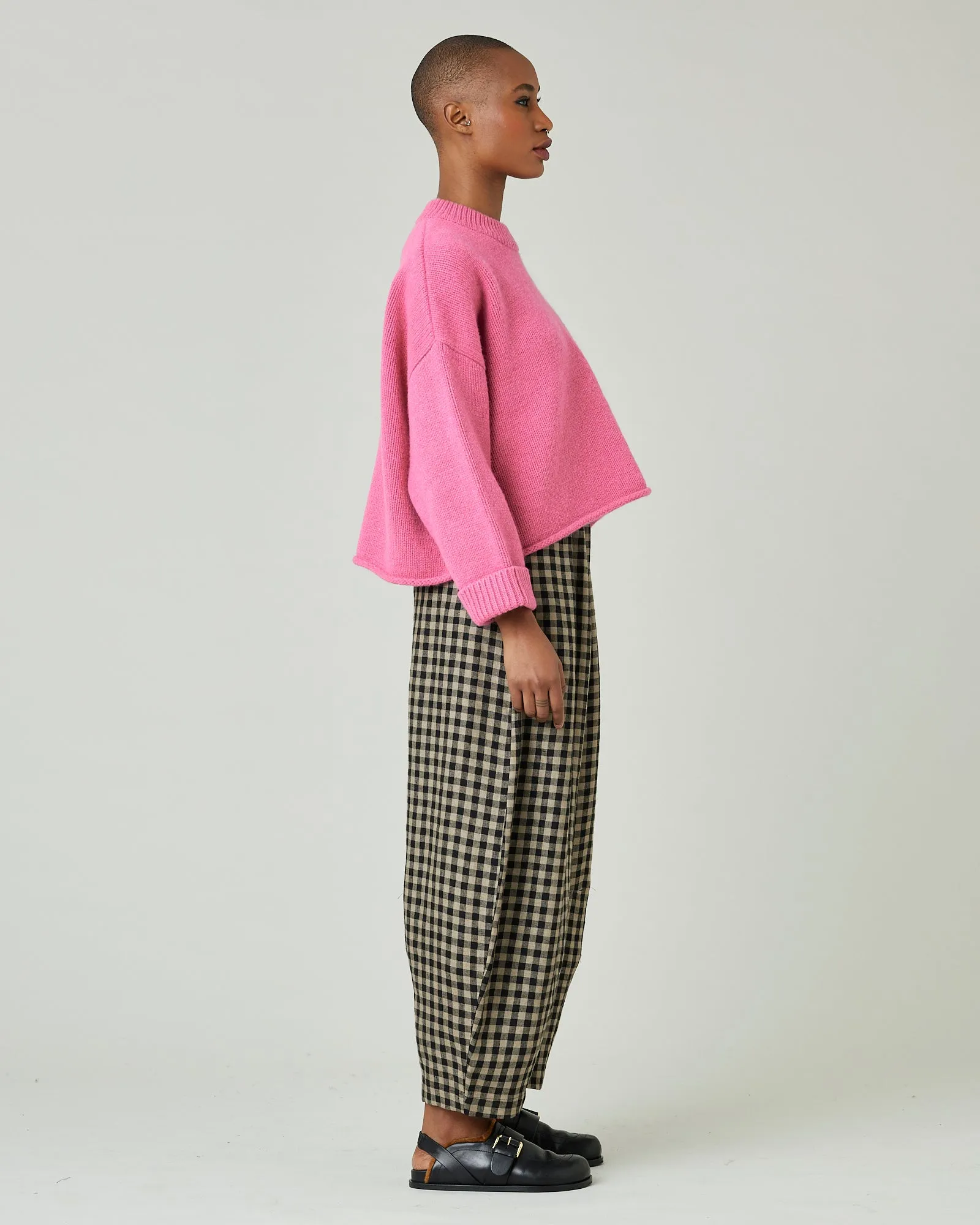 Daisy Coffee Gingham Linen Trousers