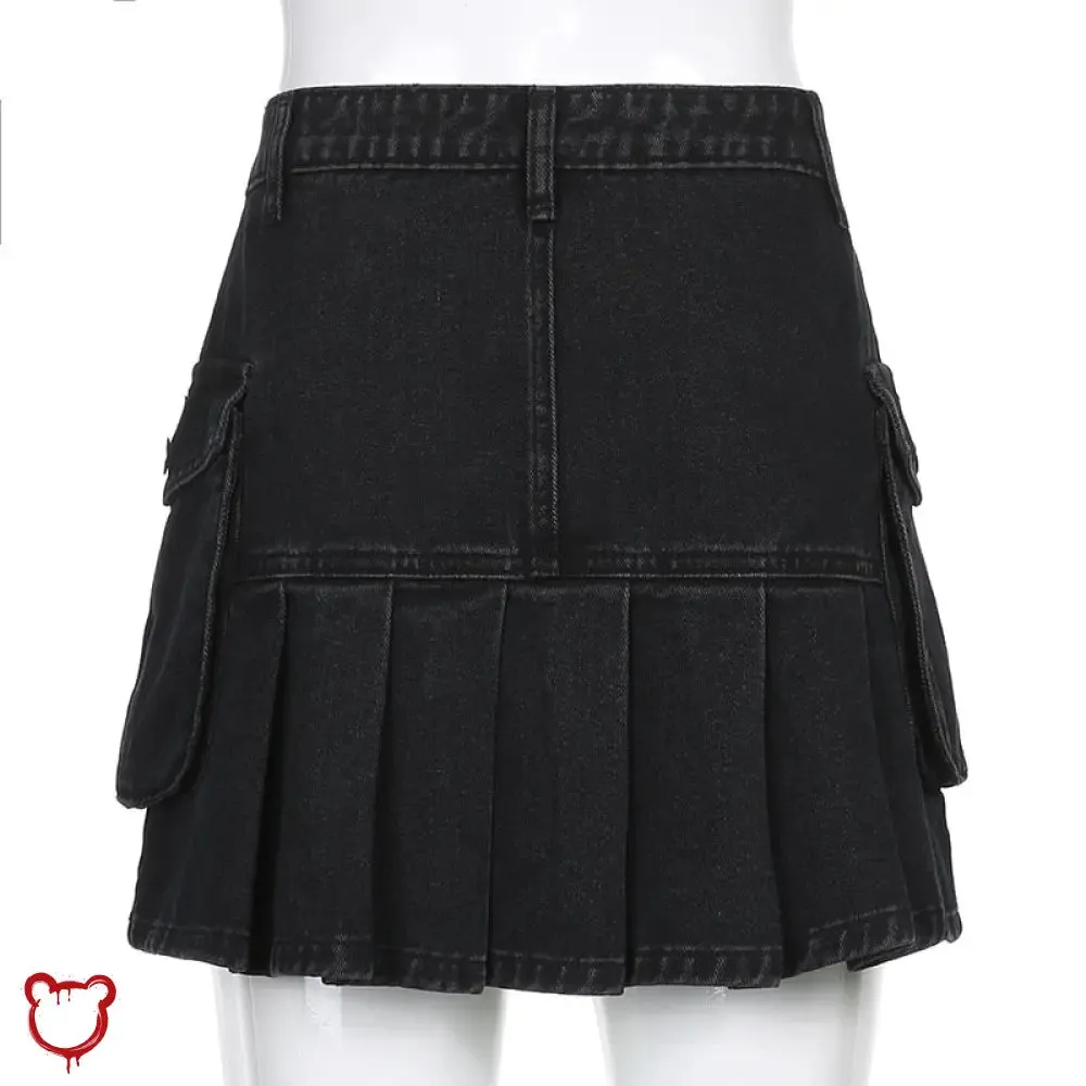 Destined Black Grunge Denim Skirt