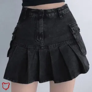 Destined Black Grunge Denim Skirt
