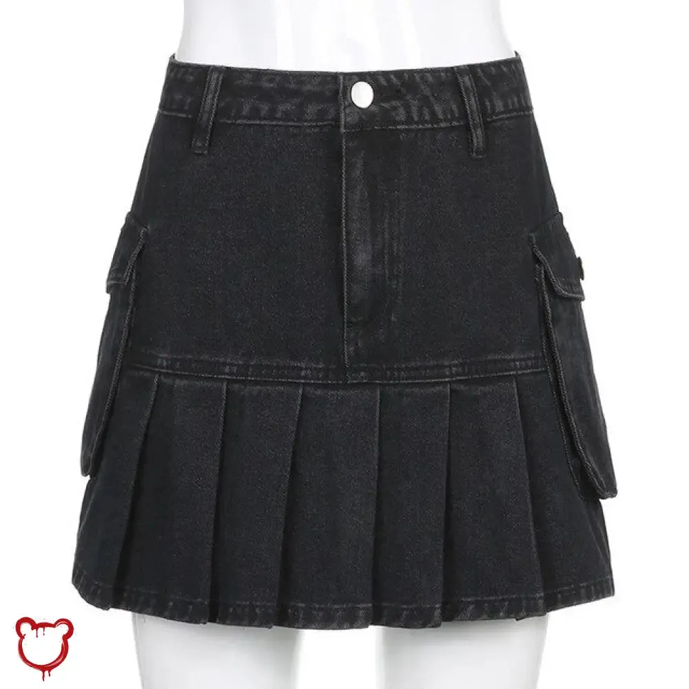 Destined Black Grunge Denim Skirt
